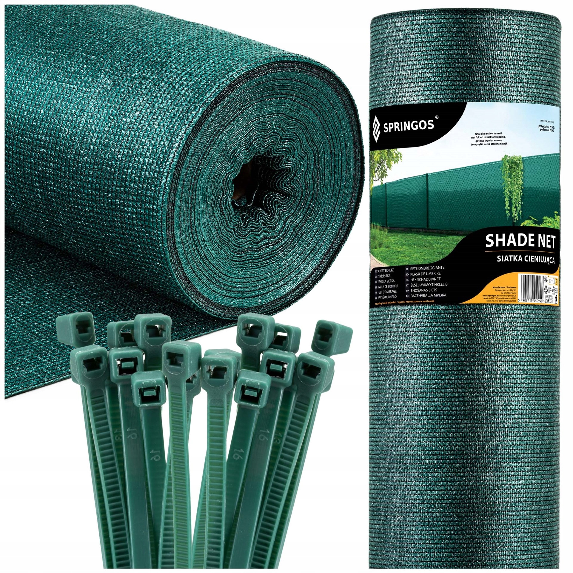 Siatka Cieniująca Osłonowa Osłona 1x50m 90% Opaski Zaciskowe 200SZT Uv