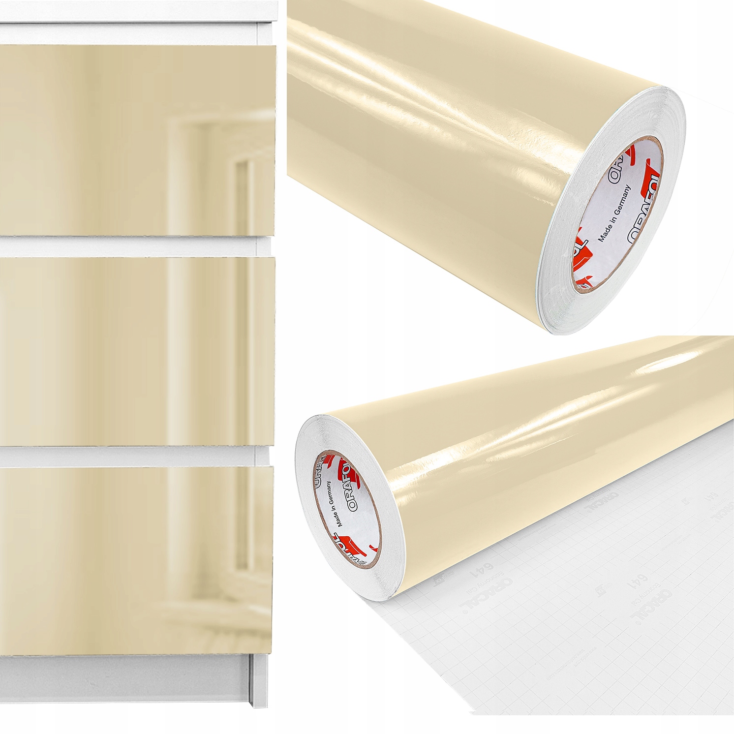 Samolepicí nábytková dýha Béžová Lesk Fólie Pvc Změna barvy nábytku