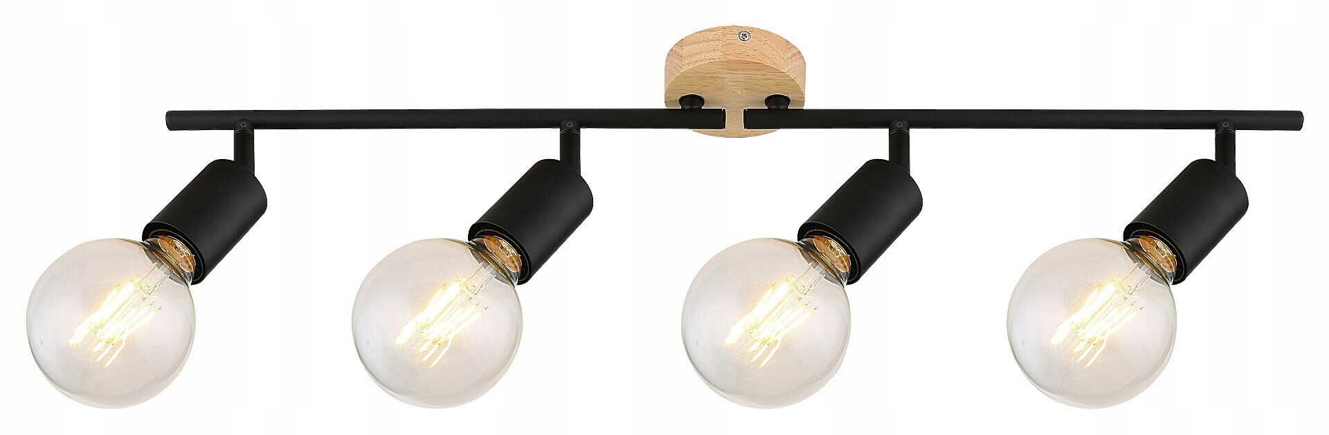 Rabalux Pablo stropní svítidlo 4xE27, matná černá, dřevo, industriální styl
