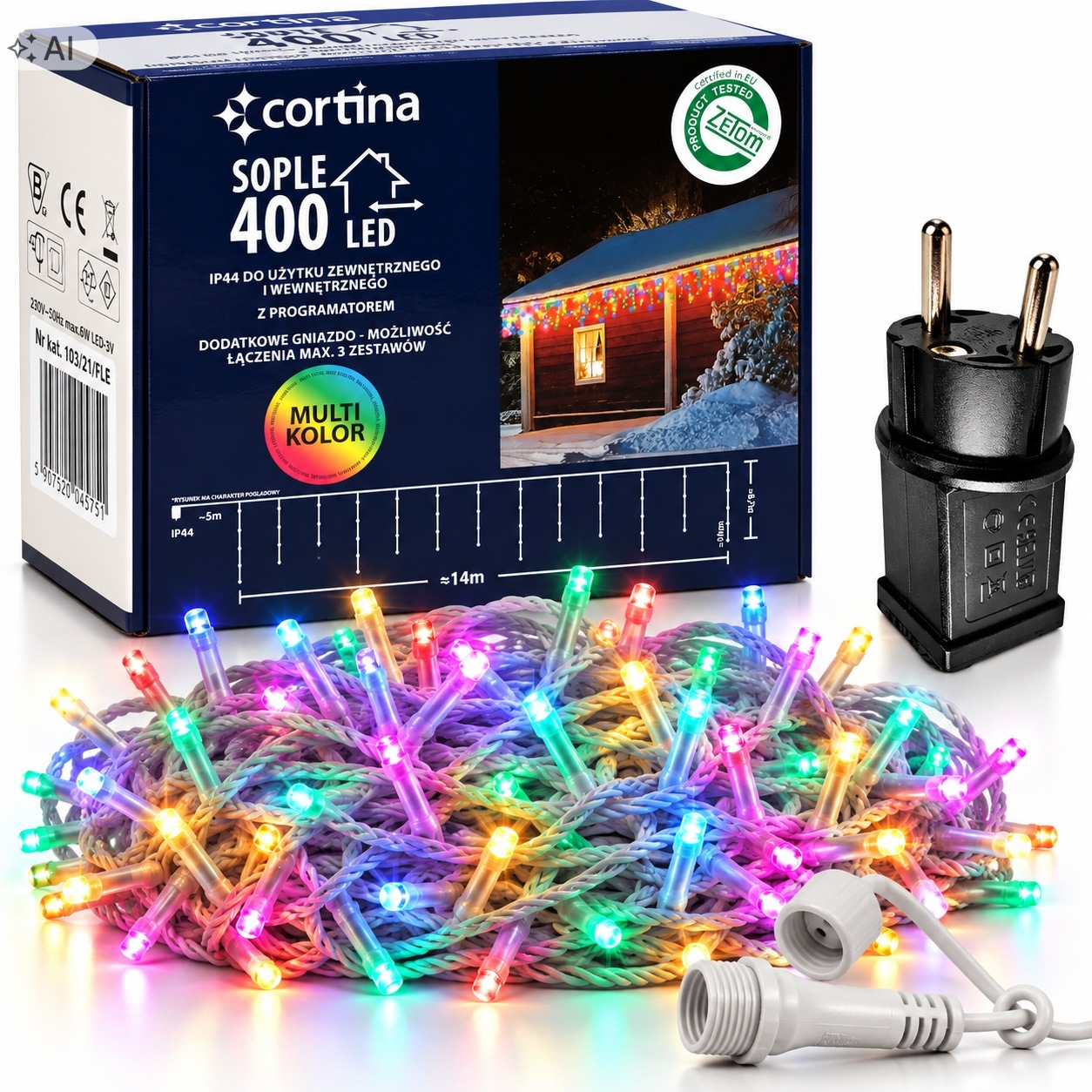 Vánoční Osvětlení Na Stromeček Rampouchy 400 Led Vnitřní/venkovní 8 Funkcí Závěsné 14M Na Stromeček Multi