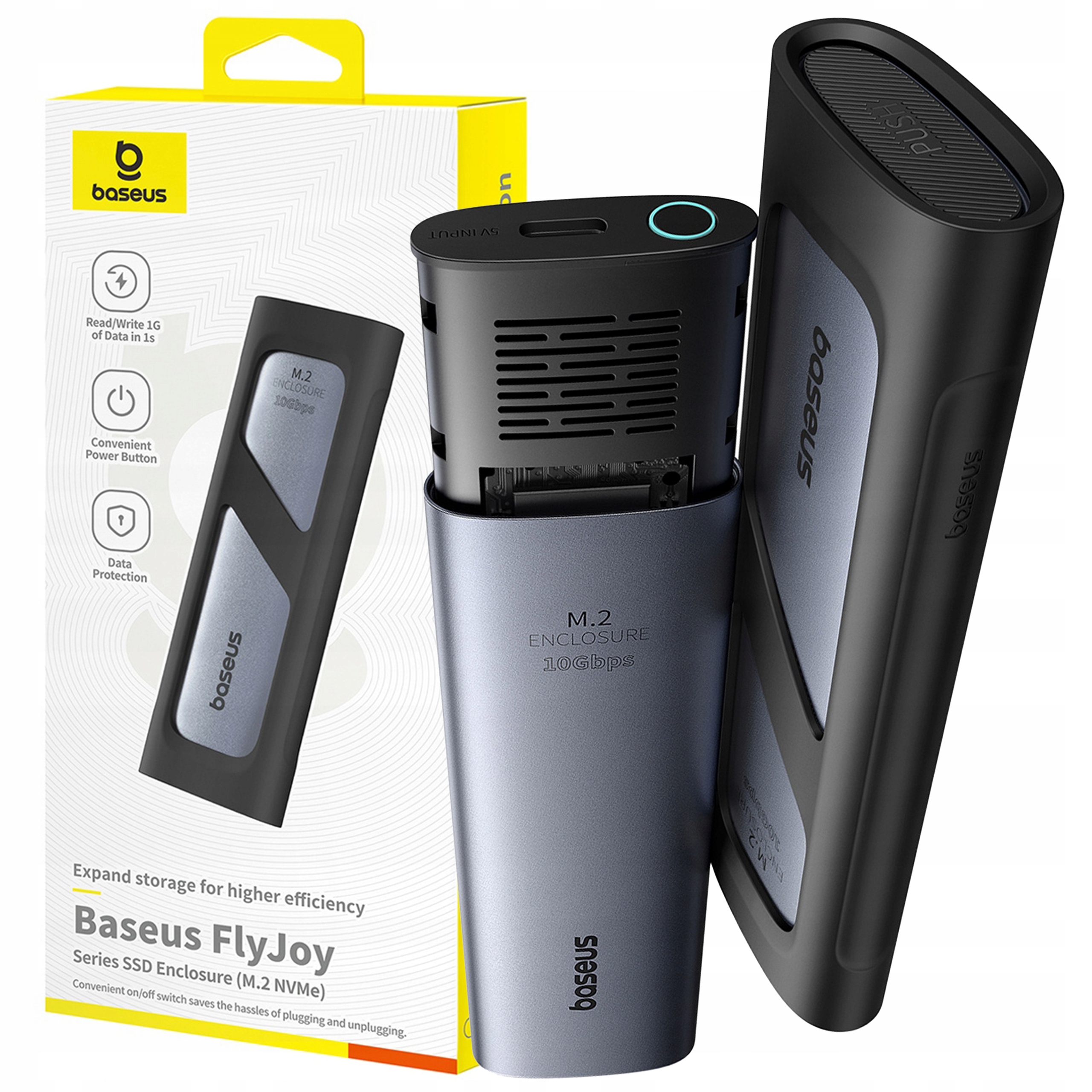 Kieszen Na Dysk Ssd do 8TB Baseus M.2 NVMe 10 Gb/s Zewnętrzna Obudowa Dysku