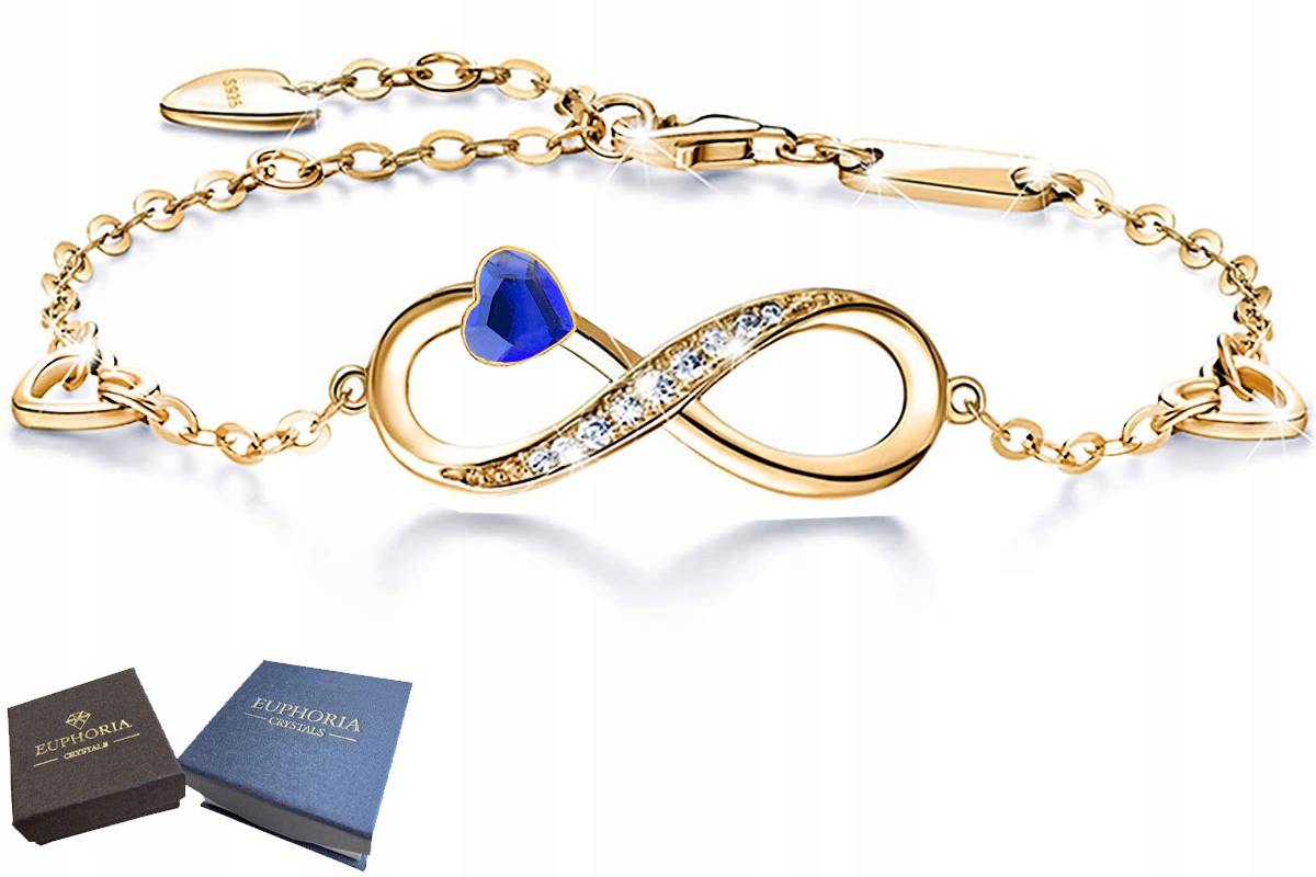 Zlatý náramek Stříbro 925 Srdce Dárek k výročí nekonečna