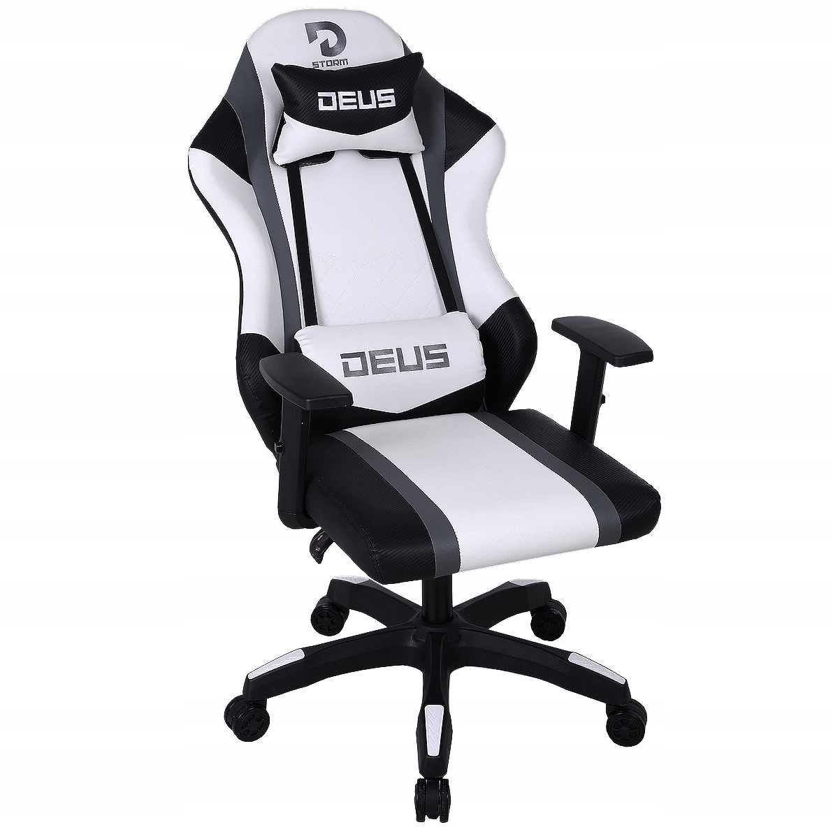Herné kreslo Deus Storm – ergonomické, nastaviteľné, čiernobiele