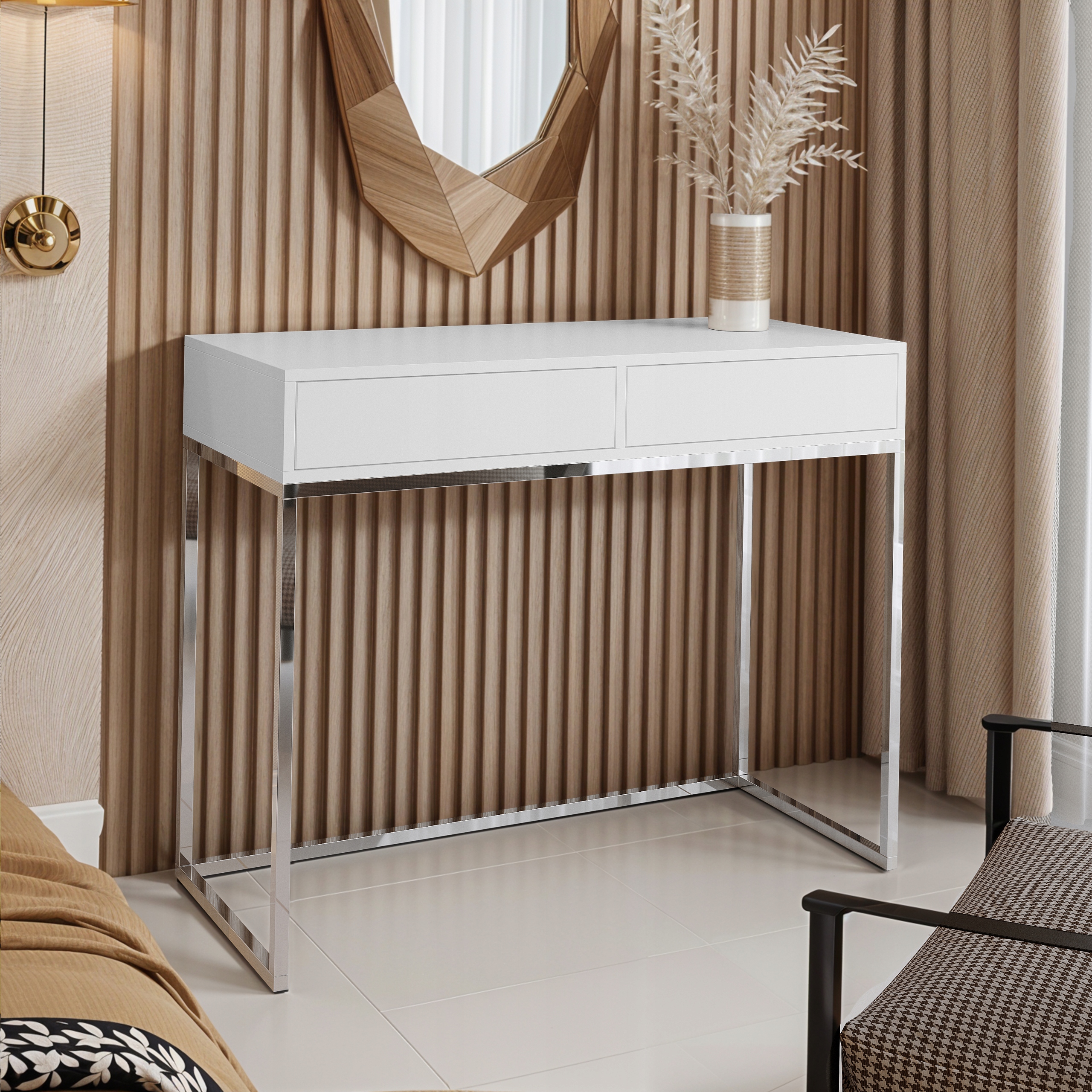 Toaletka Biurko 100cm chrom / biały