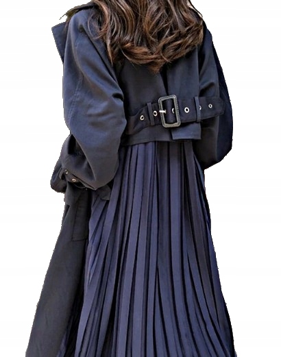 MD elegantní dámský podzimní kabát L/40 Námořnická Modrá