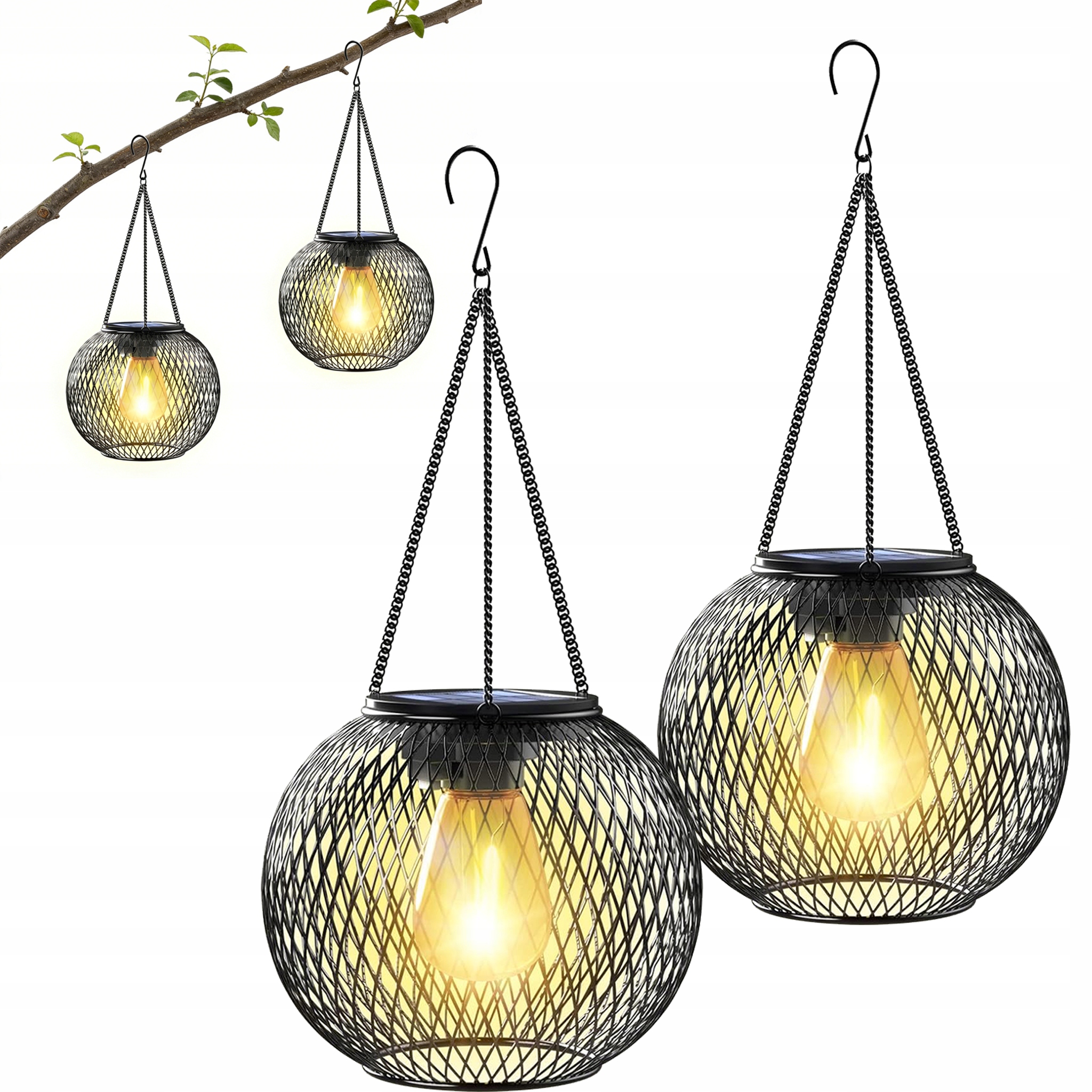 2X Solární Zahradní Závěsná Lampa Pro Venkovní Zahradu, Dekorace