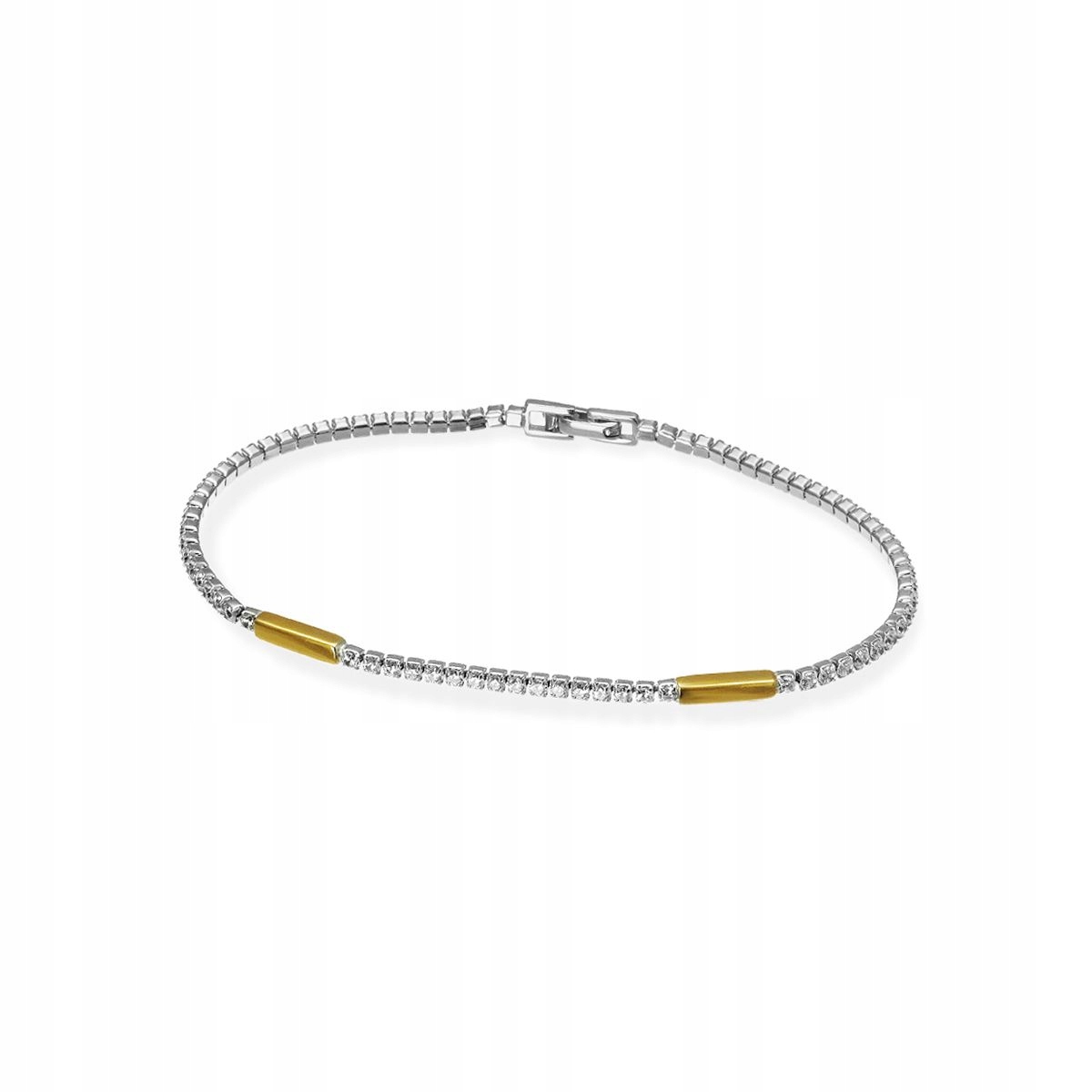 Stříbrný Náramek Se Zirkony A Pozlacenými Prvky, Jemný Dárek