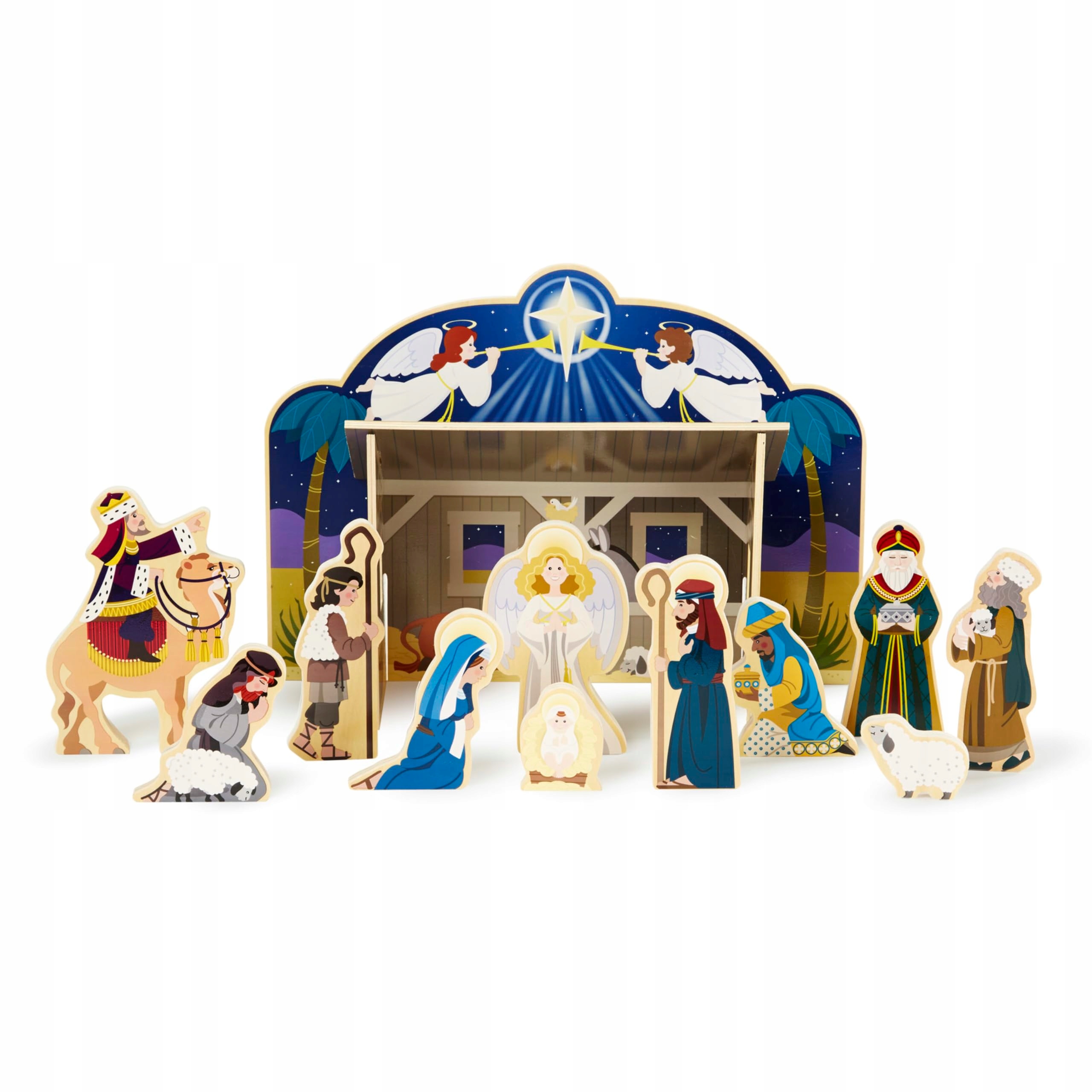 Melissa & Doug Dřevěný vánoční betlém s 11 dřevěnými figurkami