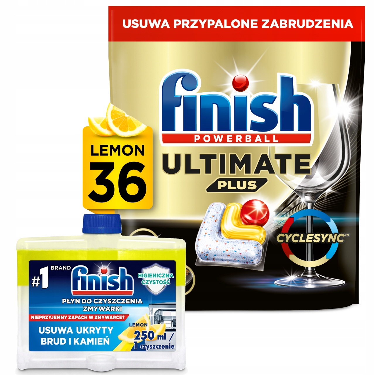 Levně Finish Sada do myčky nádobí Lemon Kapsle Ultimate 36 Kusů čistič 250 ml
