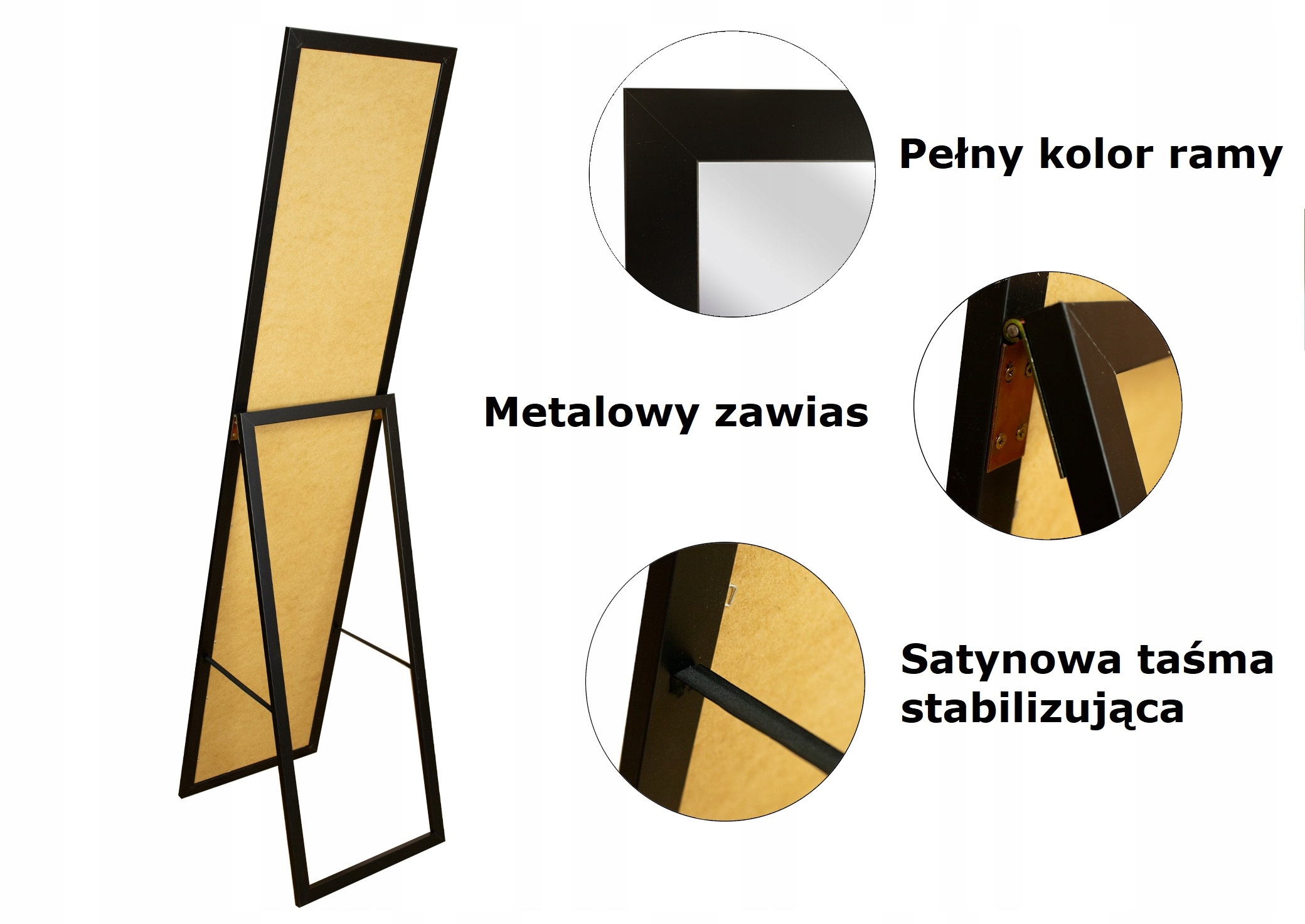 Lustro stojące do garderoby skandynawskie 155x35,8 Kształt prostokąt