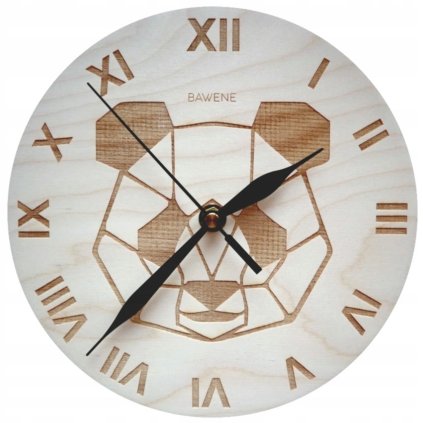 

Zegar Ścienny Panda 21cm Drewno Grawer na ścianę