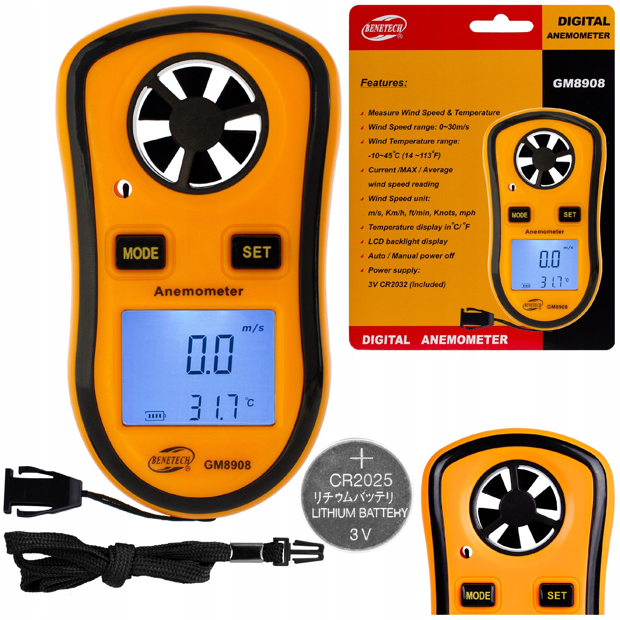 ANEMOMETR WIATROMIERZ MIERNIK WIATRU TEMPERATURY