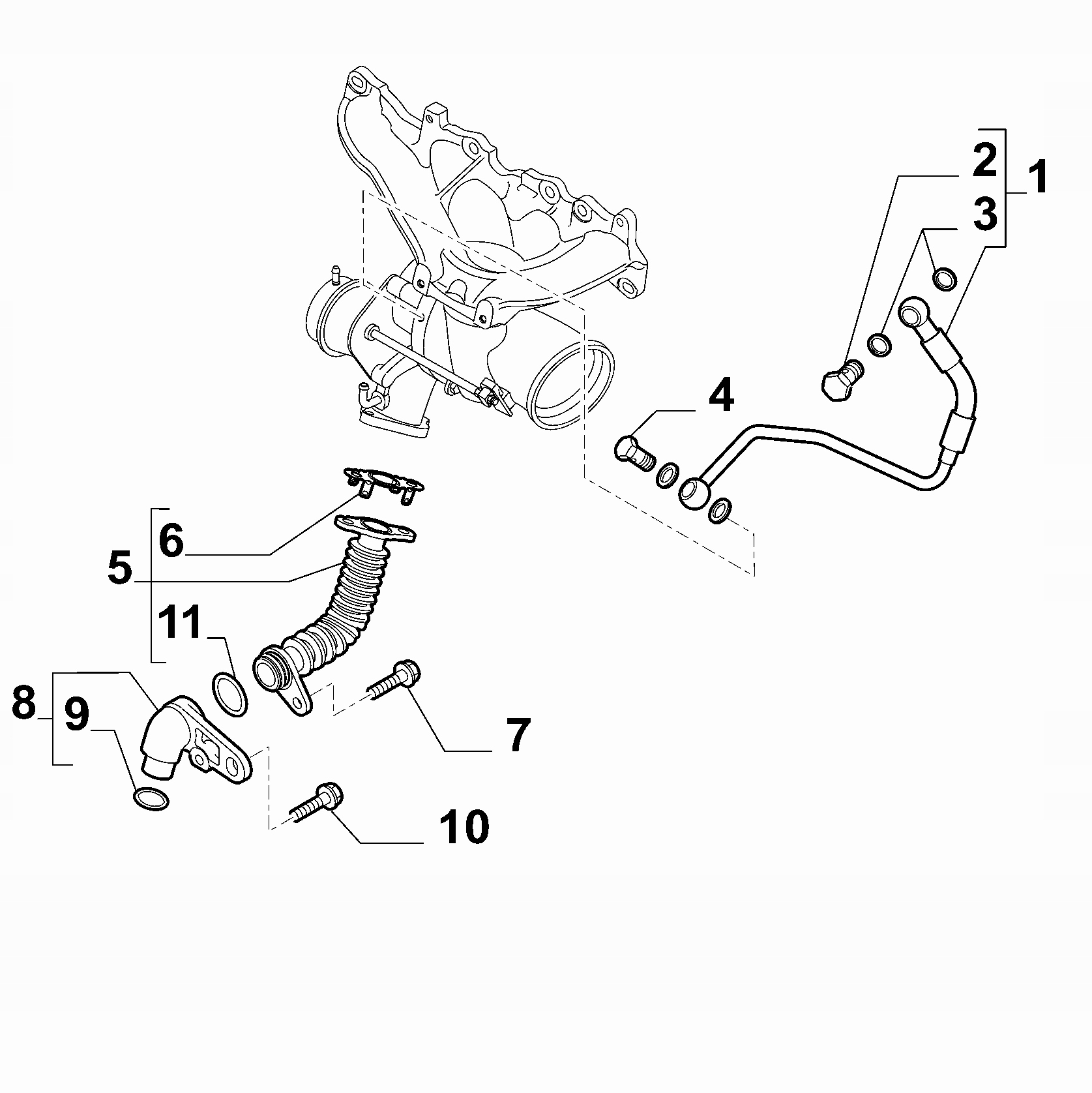 55216371 - Трубка слива масла турбины Alfa Romeo 1.75 TBI OE