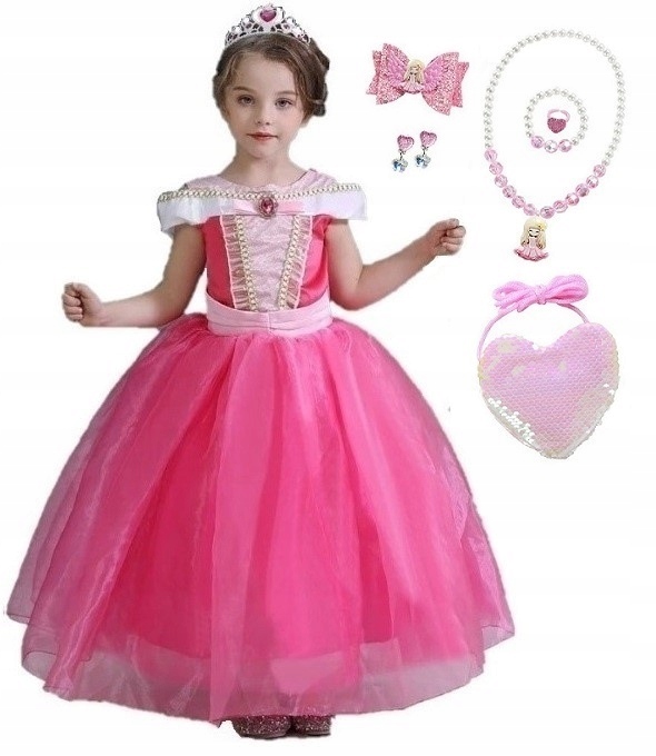 

Strój Przebranie Sukienka Aurora Zestaw 116/122