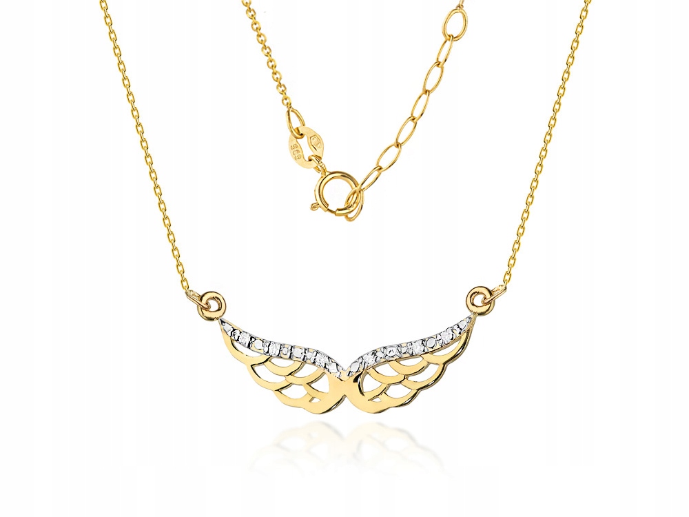 Zlatý Náhrdelník 585 Křídla S Brilianty 0,03 ct