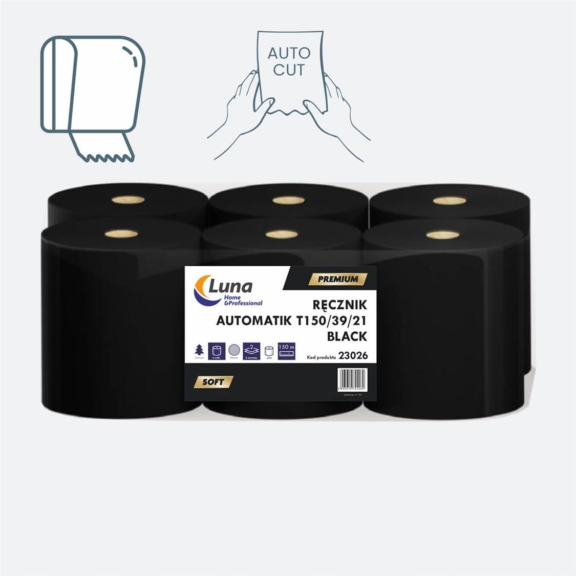 Levně Systémový papírový ručník H1 celulóza černý 150 m, balení 6 rolí