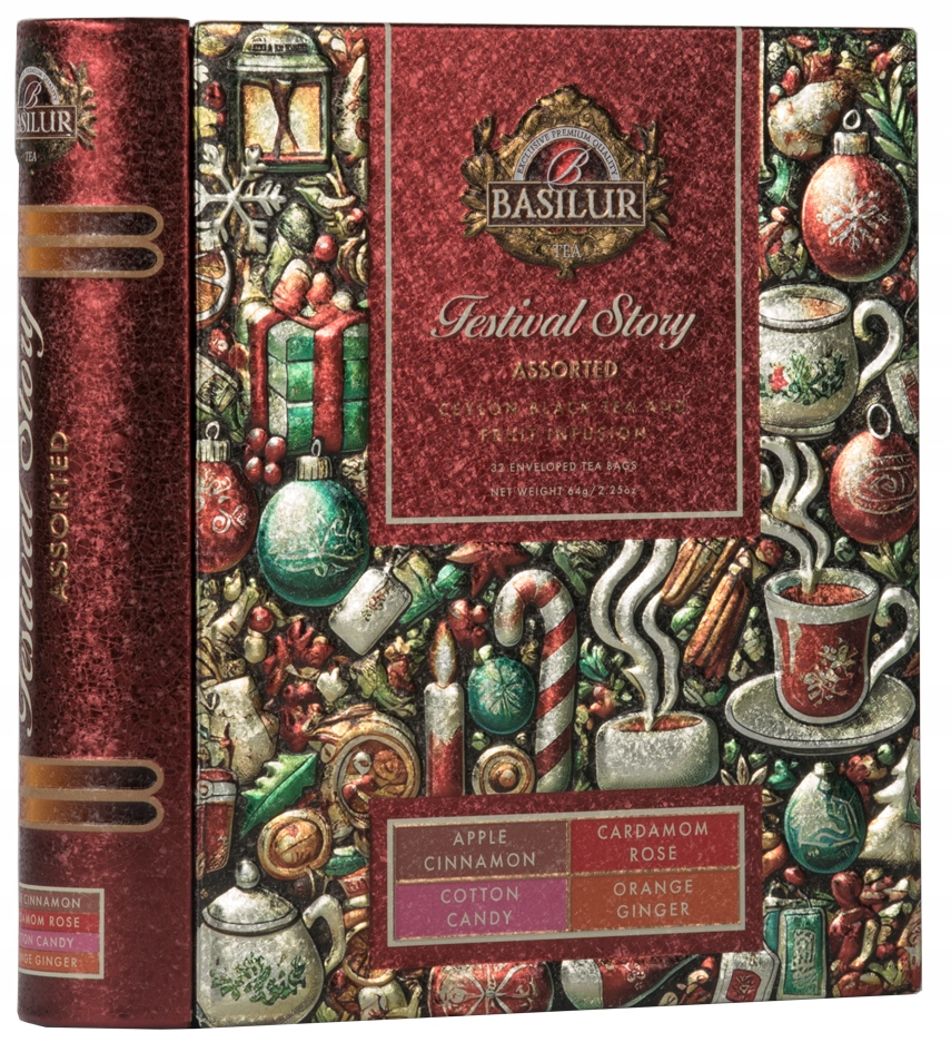 Levně Vánoční sada čajů Basilur Festival Story 4 Příchutě 32 sáčků