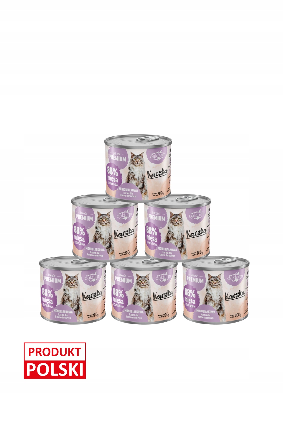 Zestaw Kaczka karma mokra dla kotów dorosłych Oakfarm 6 x 200g