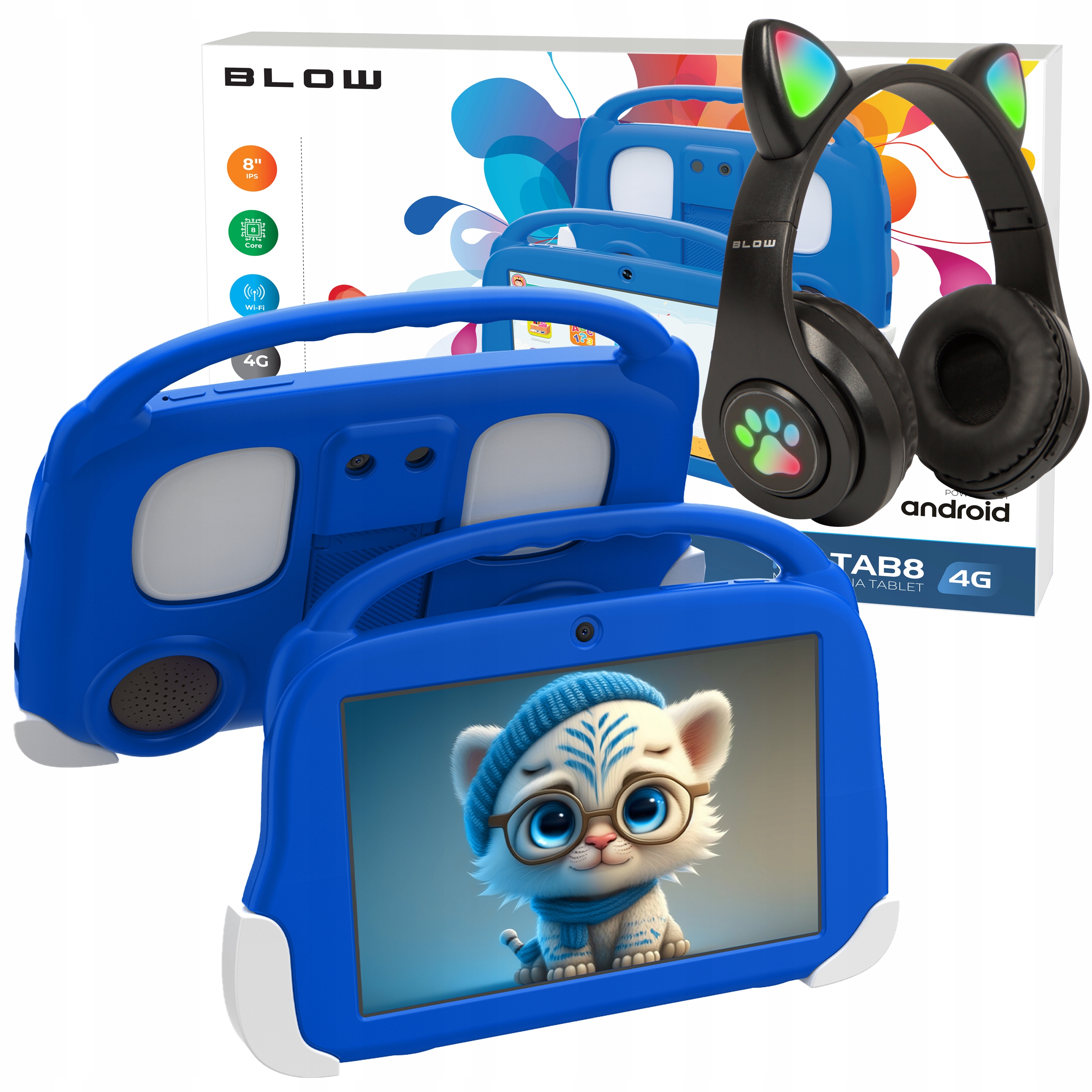 Tablet Pre Deti 8" 4G Lte 4/64GB WiFi Gps Puzdro Sada Darčekových Slúchadiel
