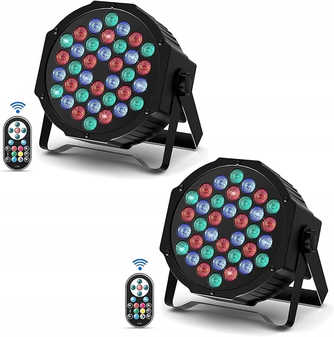 2 pak reflektorów scenicznych LED DELIBANG 36 LED RGBW z DMX i pilotem