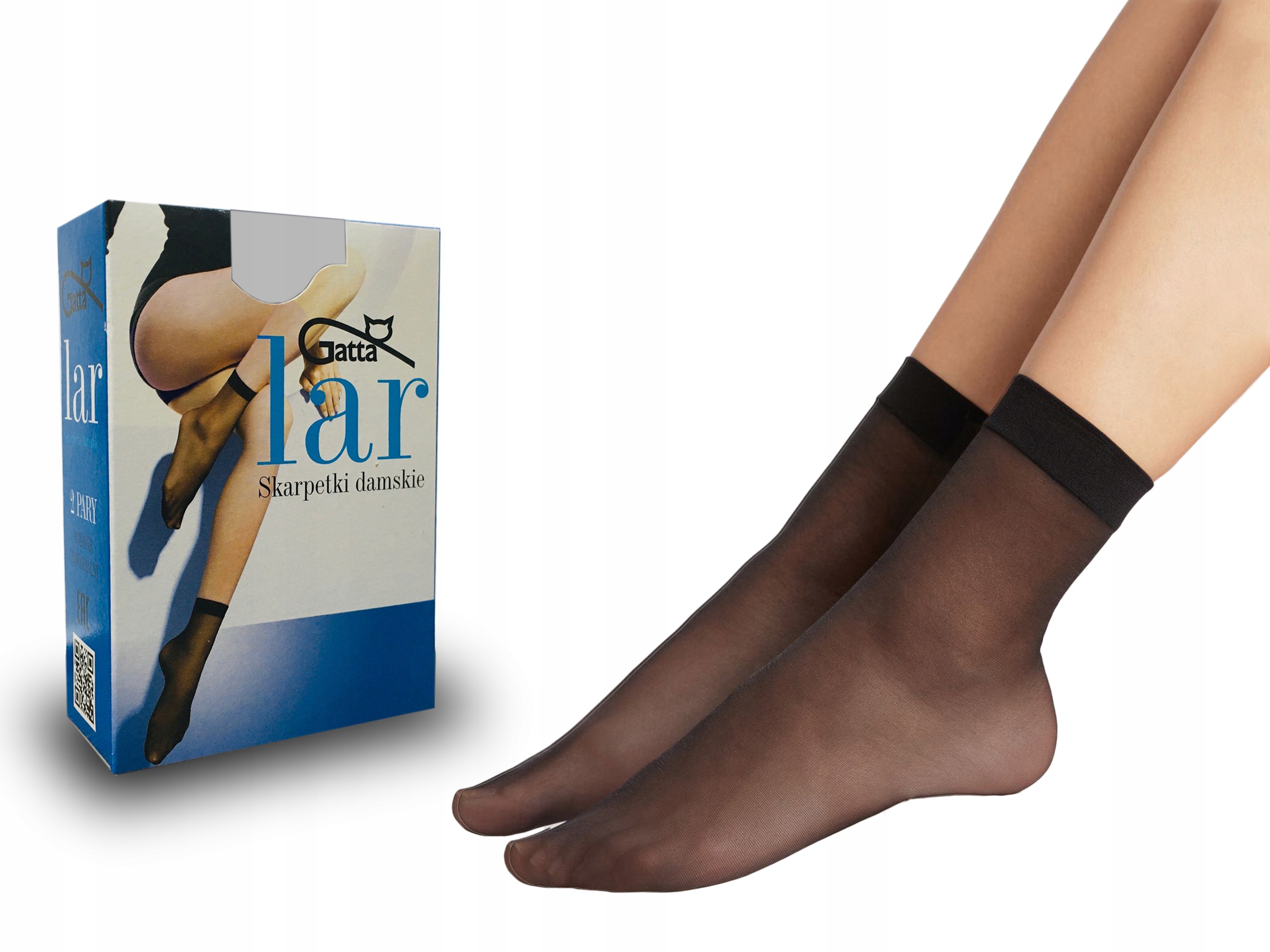 

Skarpetki Gatta Lar, 15 den, 2 pary, lycra, grigio