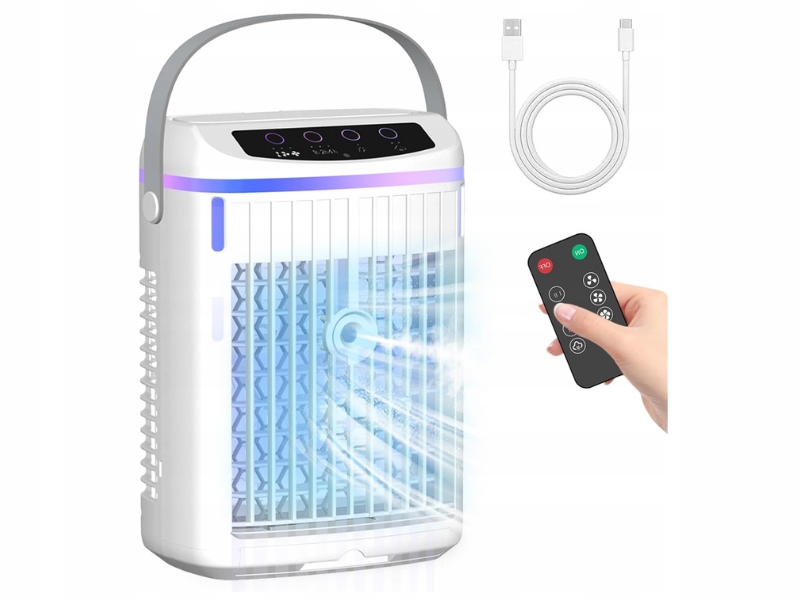 Klimatyzator Przenośny Wentylator Nawilżacz Do Sypialni 4w1 1200ml 8h Pracy