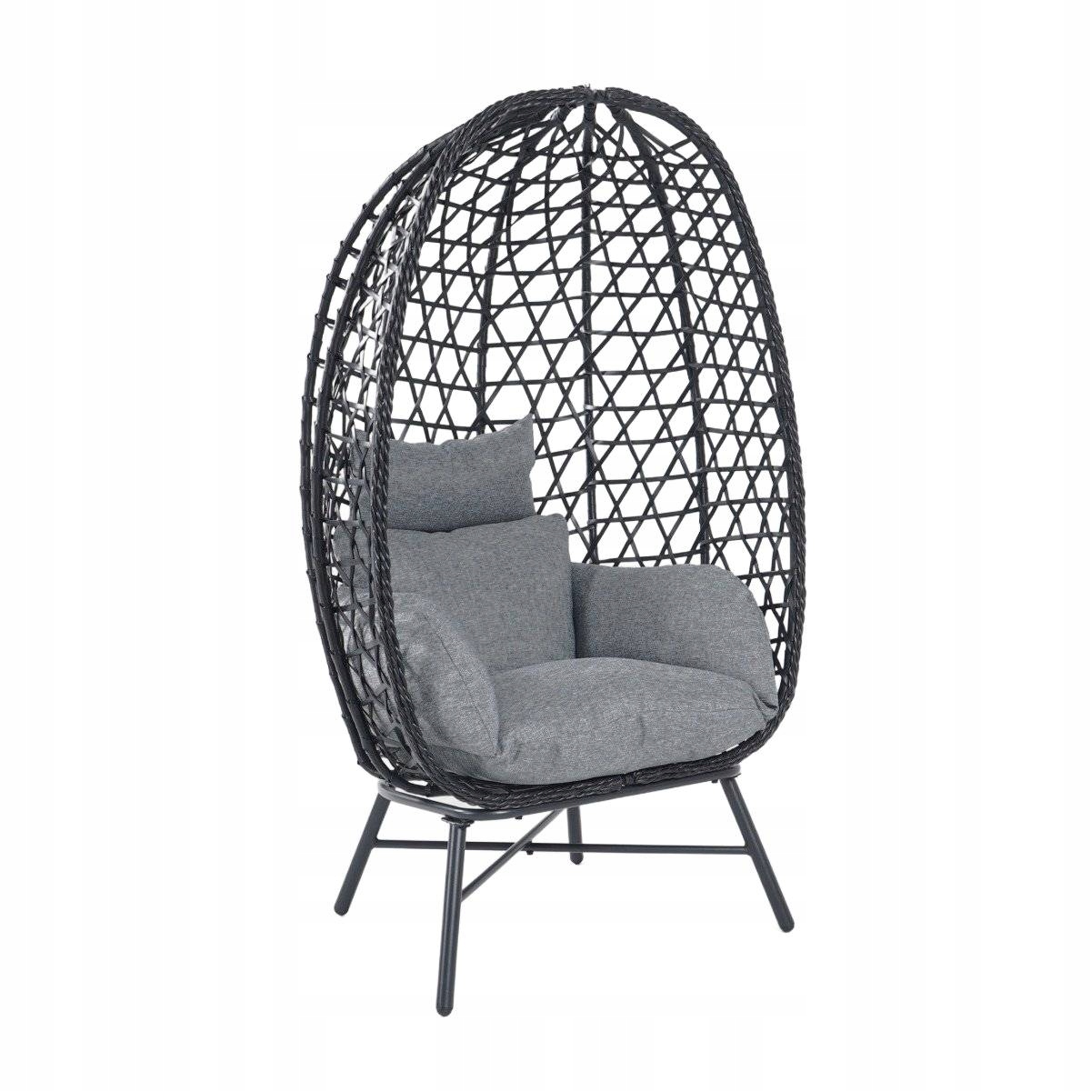 Fotel Paraiso Czarny z szarą poduszką 85x67x144 cm Homla