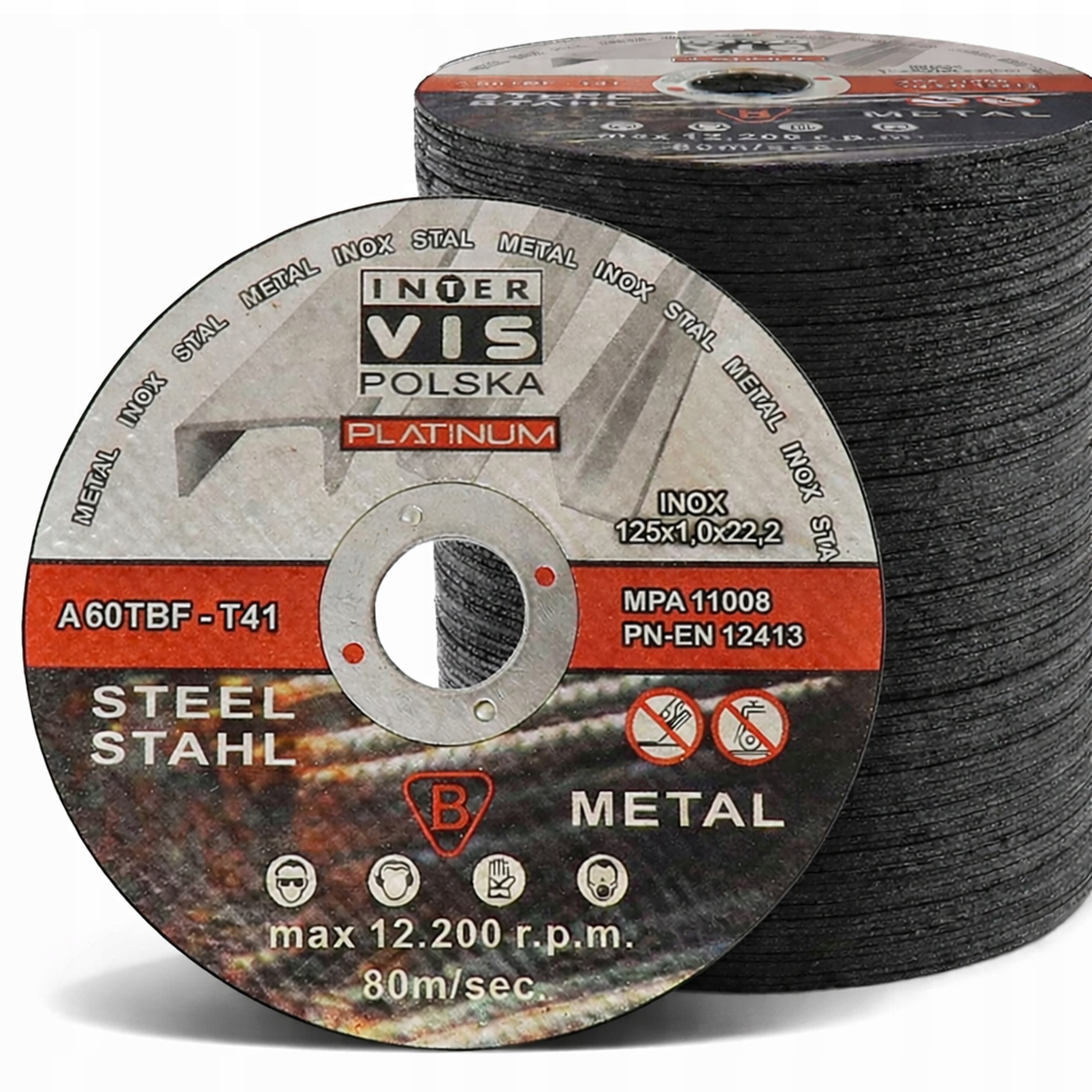 Tarcza Do Cięcia Metalu Stali 125x1 Tarcza Płaska Inox Mocne Zestaw 100SZT