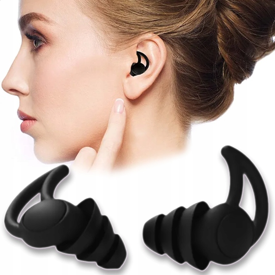 ZATYCZKI DO USZU WYCISZAJĄCE STOPERY WKŁADKI DO SPANIA PŁYWANIA ETUI CZARNE