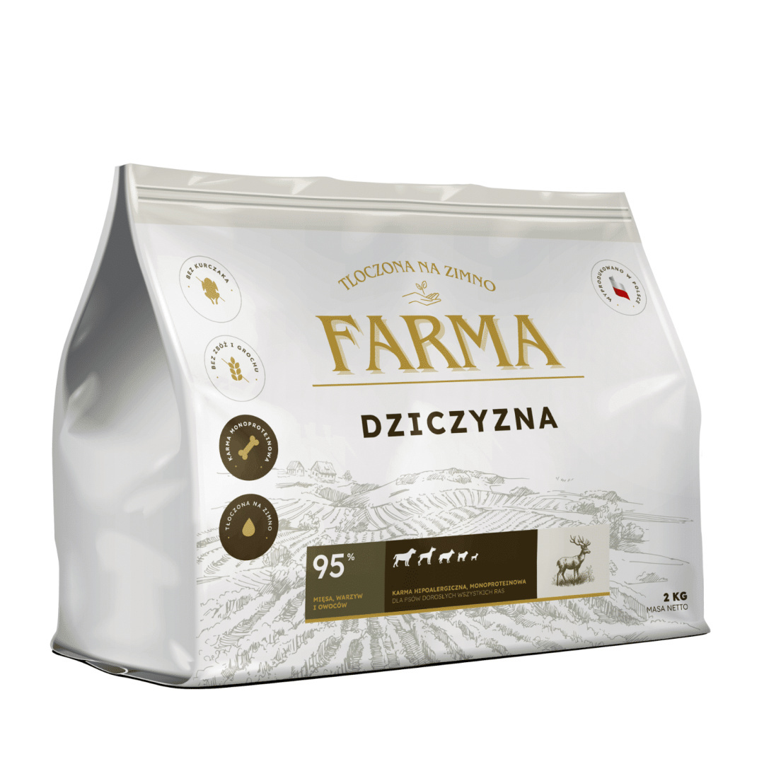 Farma Zvěřina pro dospělé psy Hypoalergenní lisovaná za studena 12 kg