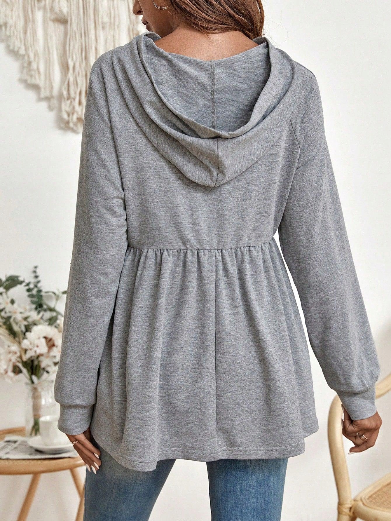 SZARA CIĄŻOWA DRESOWA CIENKA BLUZA KAPTUR BASKINKA DŁUGI RĘKAW SHEIN 40 Rozmiar 40
