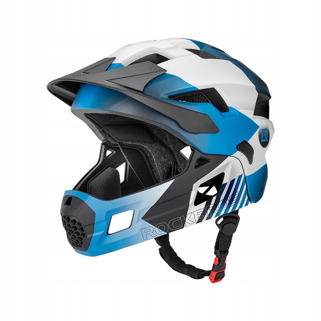 Kask rowerowy dziecięcy z odpinaną szczęką rozmiar S 48-54cm niebieski Ro