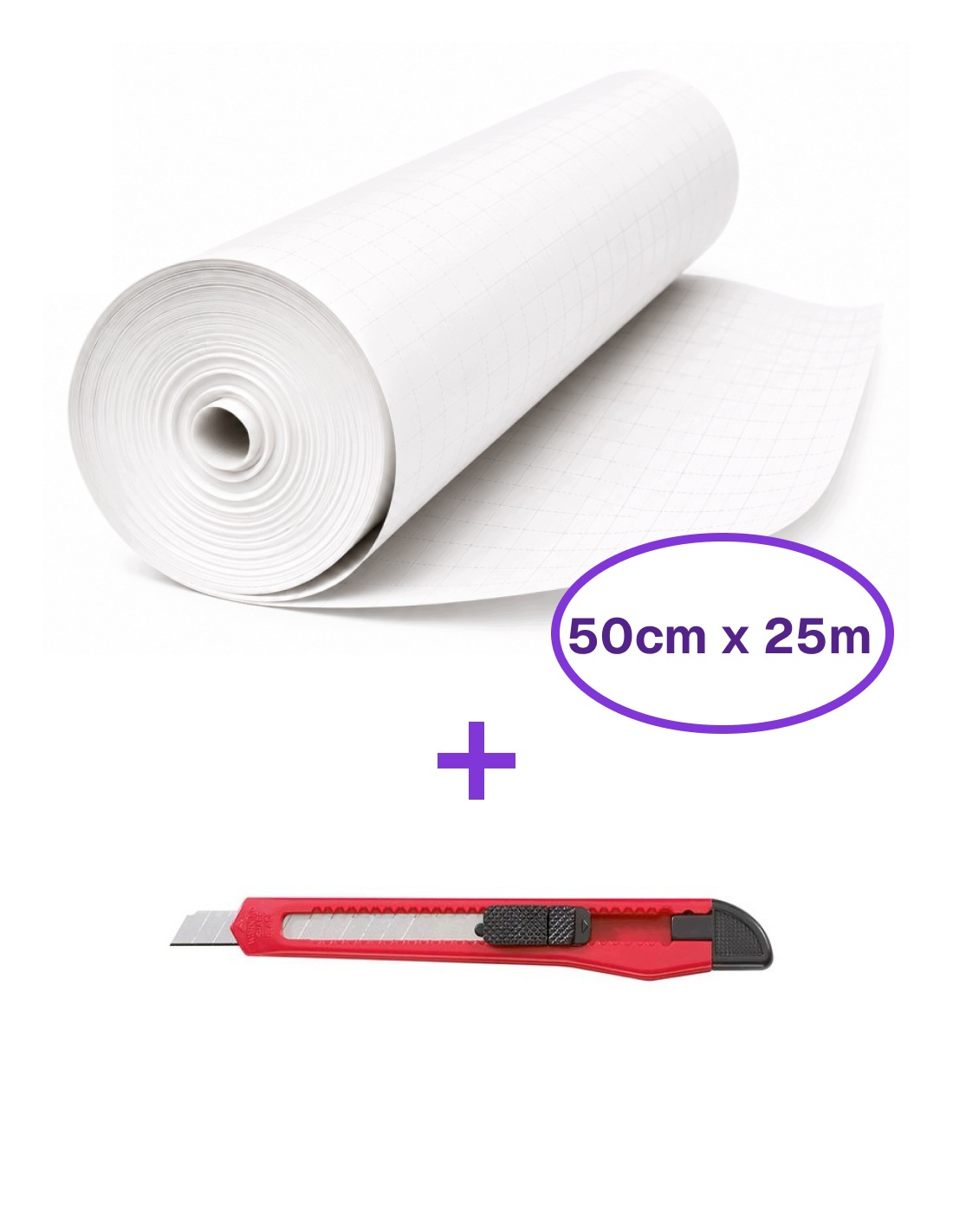 Fólie na obalování knih samolepicí 50 cm x 25 m, Bib 80 nůž