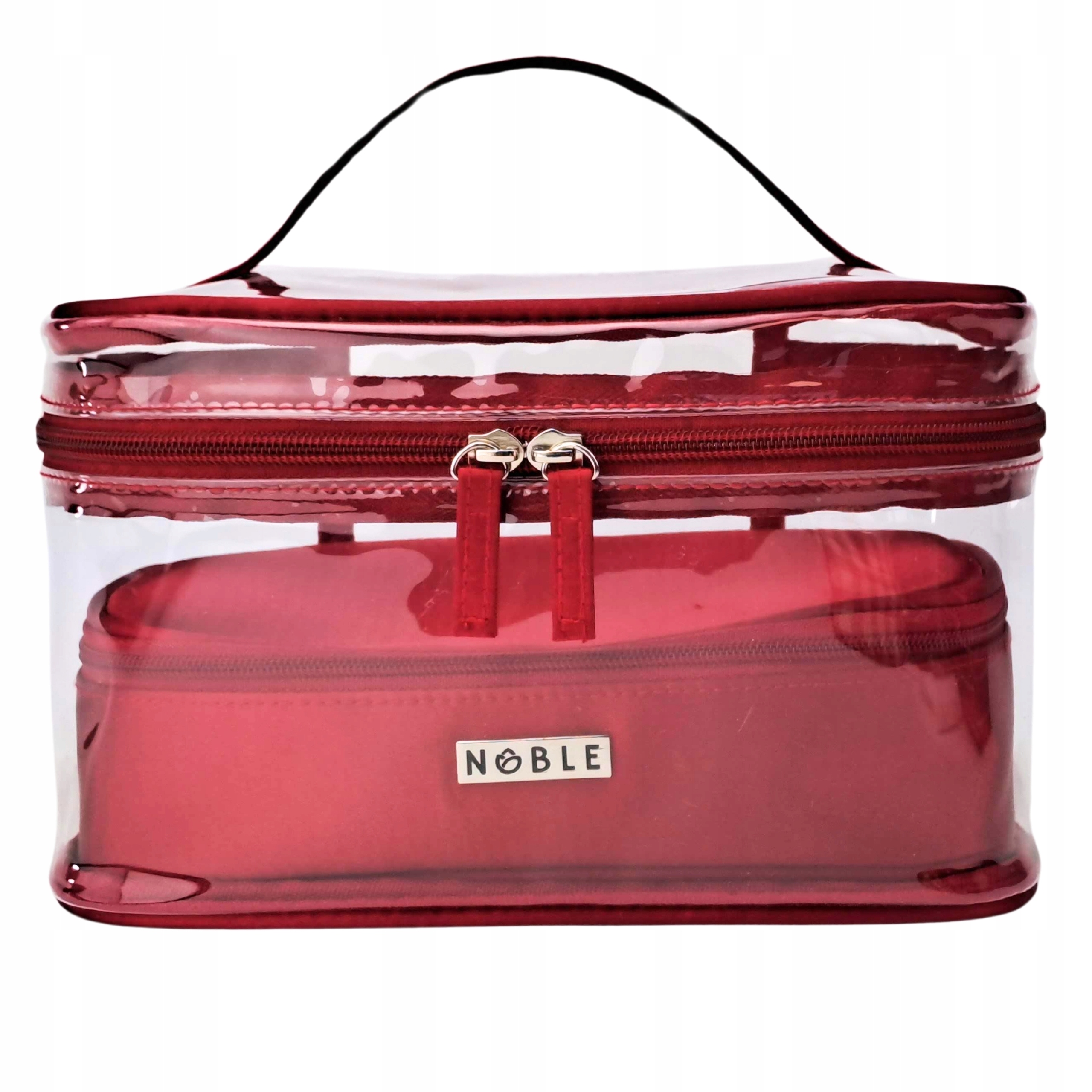 Sada 2 x Dámská kosmetická taška Velká průhledná a Červená Organizér Noble