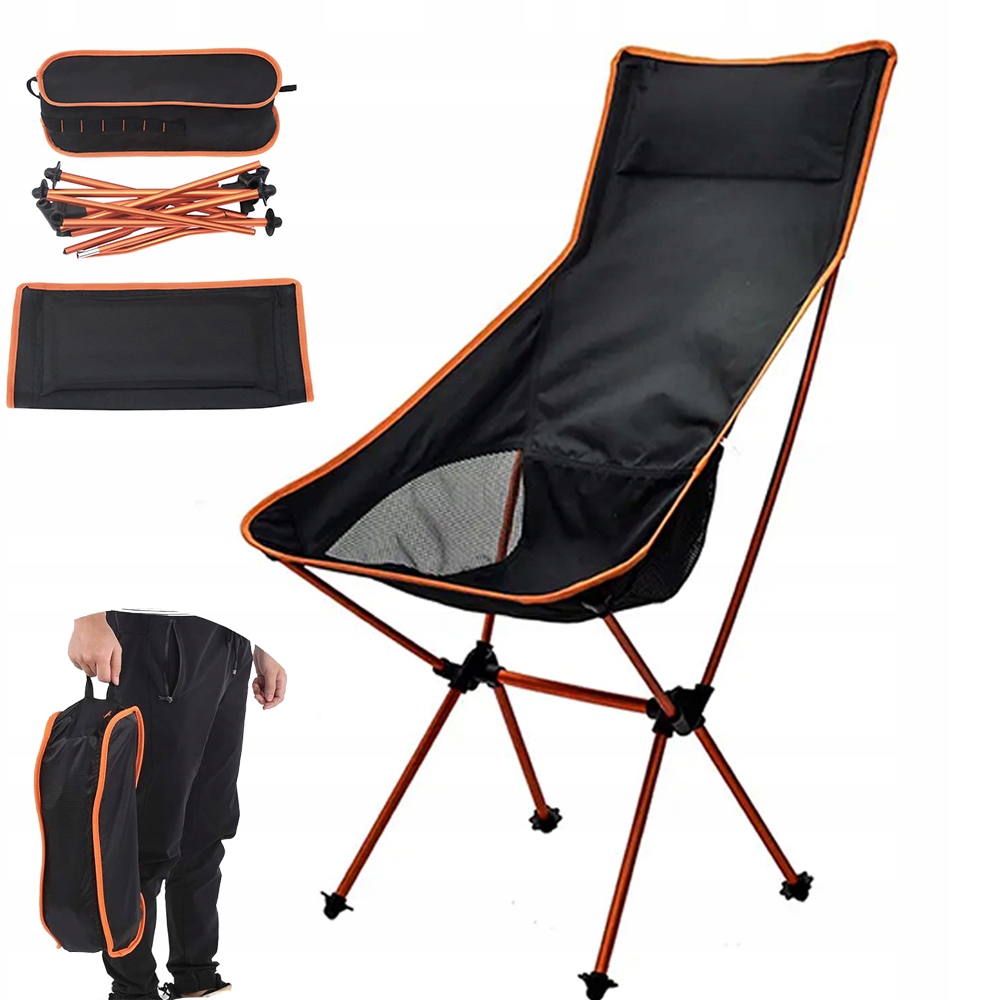Krzesło Kempingowe Turystyczne Ryby Składane Lekkie 150KG Wytrzymałe