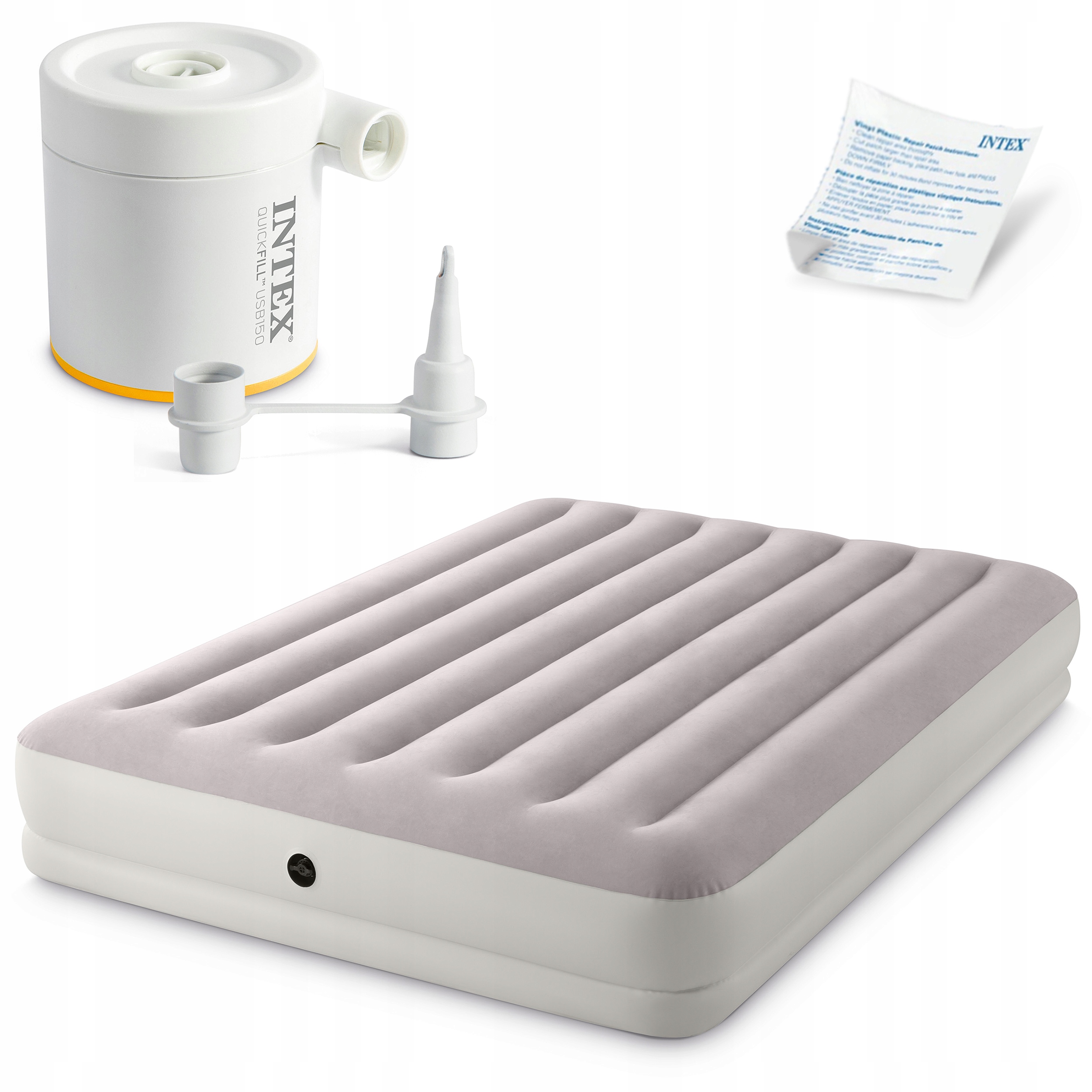 Materac Dmuchany Welur 203x152 Pompka Intex 64179