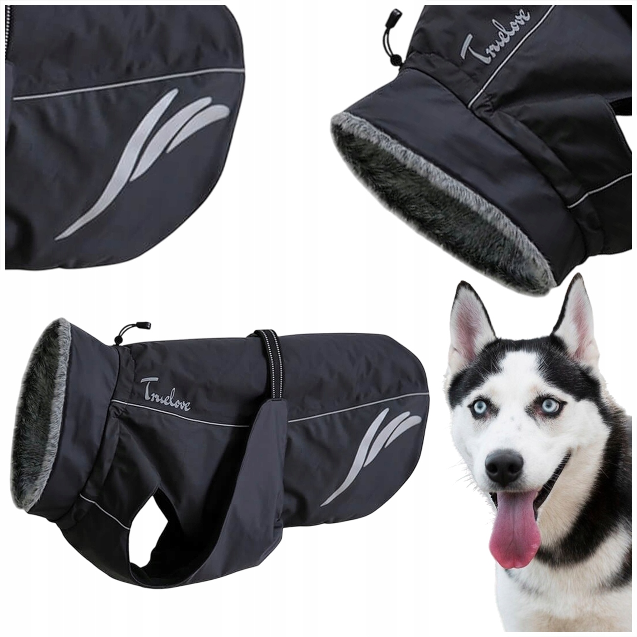 Zimní Zateplená Bunda Pro Psa Derka Truelove Comfort Plus Černá L 36 cm