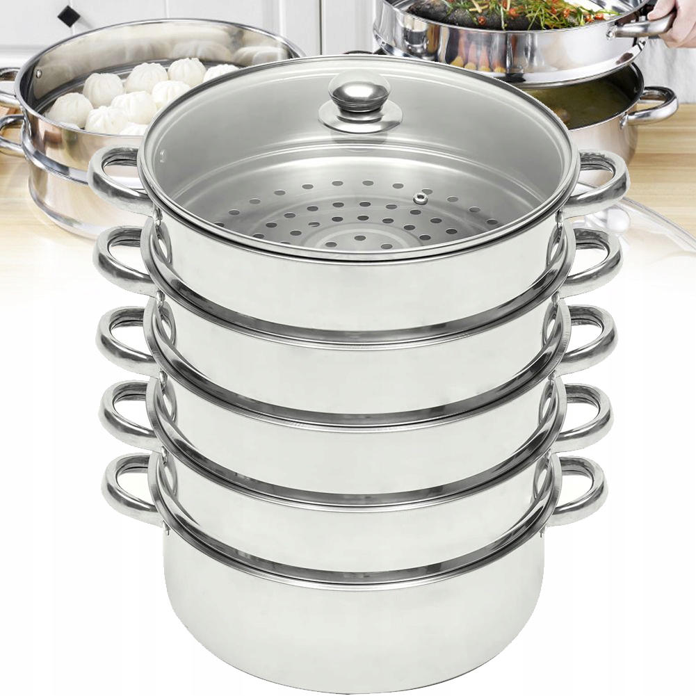 5-PIĘTROWY Garnek Parowy Szybkowar Parowy Ze Stal Nierdzewna 30 CM Do Domu