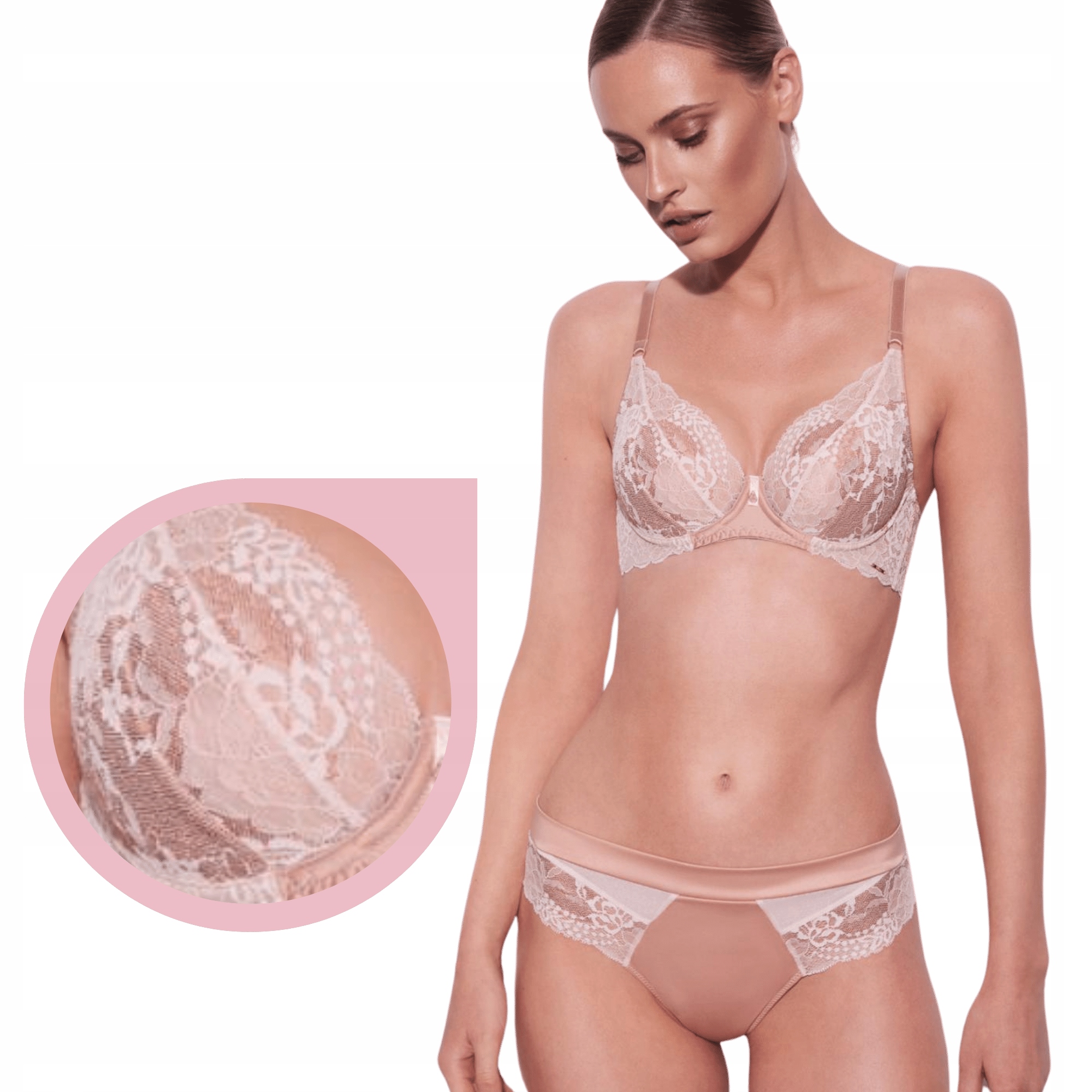 Podprsenka Alles Lava Dorata M béžová/zlatá měkká podprsenka s krajkou 80B