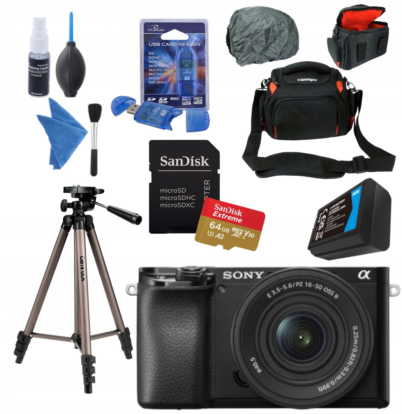 Sony Alpha 6100 A6100 16-50MM II (ILCE6100AK) 24,2MP Akcesoria 2X Aku