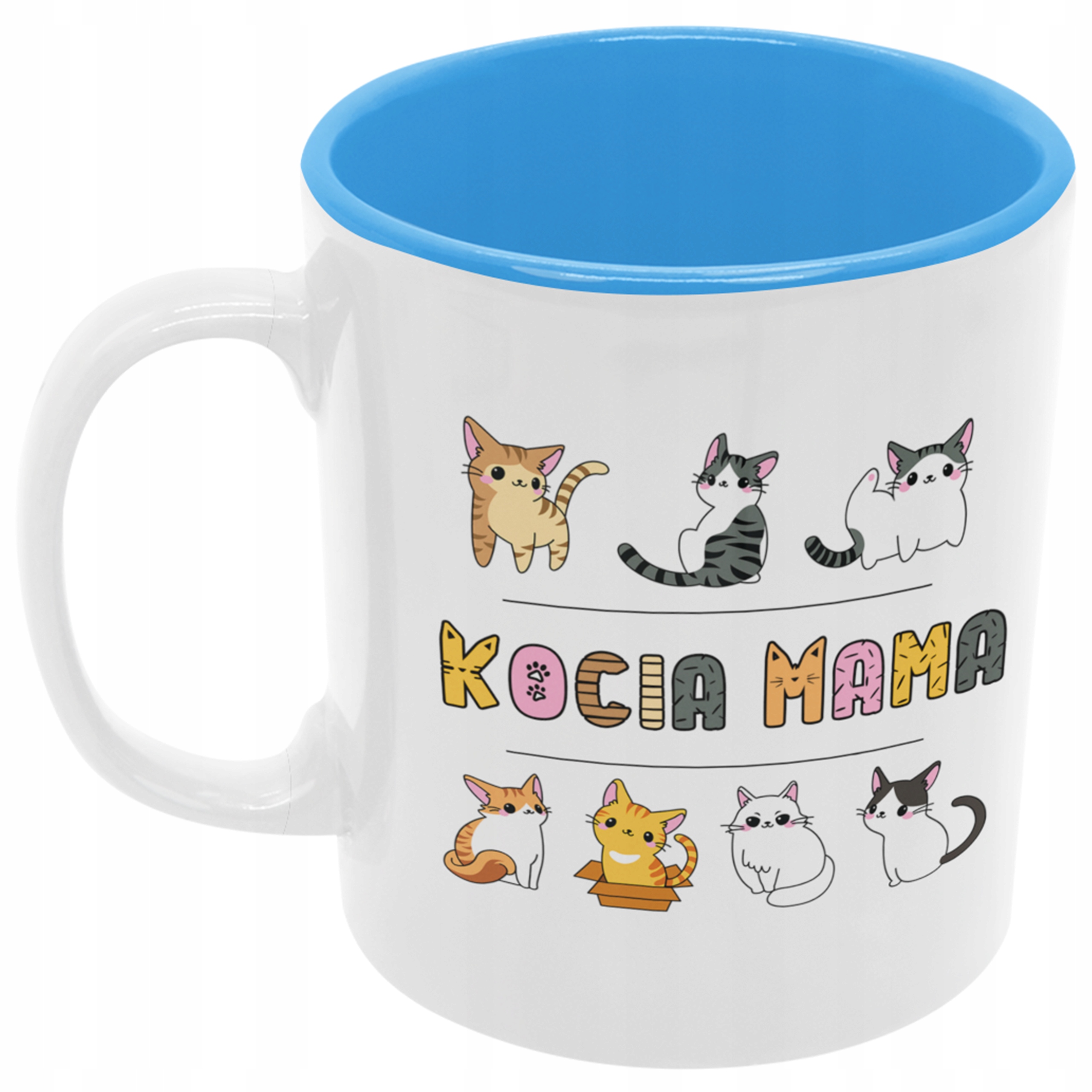 

Kubek Kot z Kotem kocia mama niebieski środek