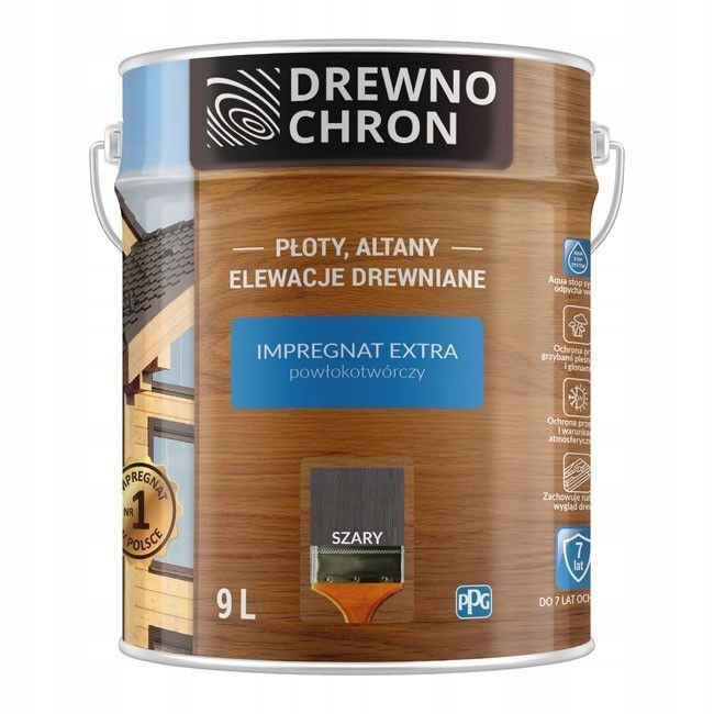 Drewnochron Impregnat do drewna Extra powłokotwórczy 9l Szary