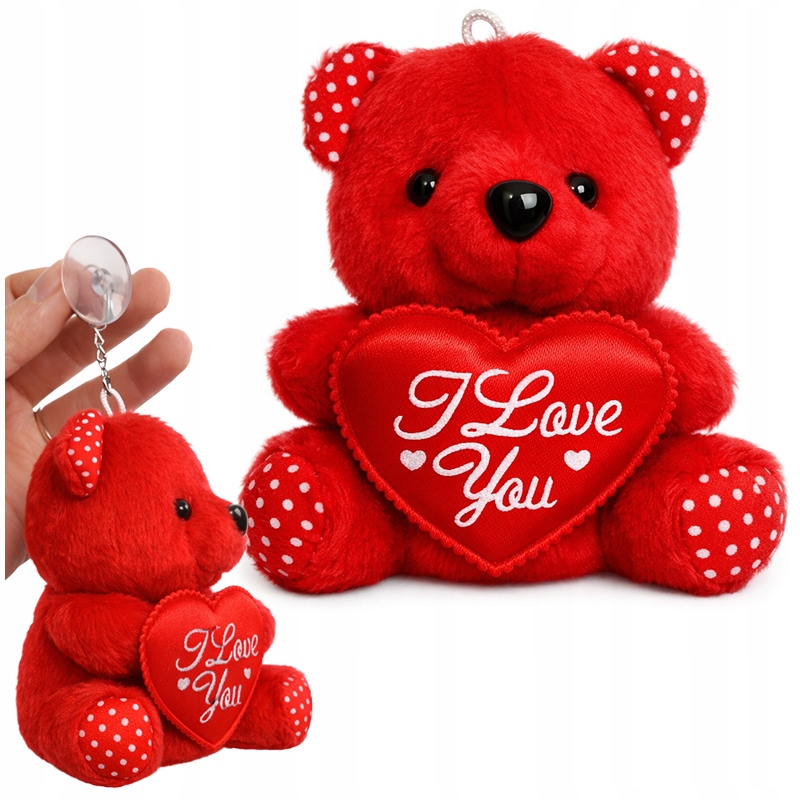 PLUSZOWY MIŚ PREZENT Z SERDUSZKIEM SERCEM CZERWONY DO PRACY SERCE LOVE