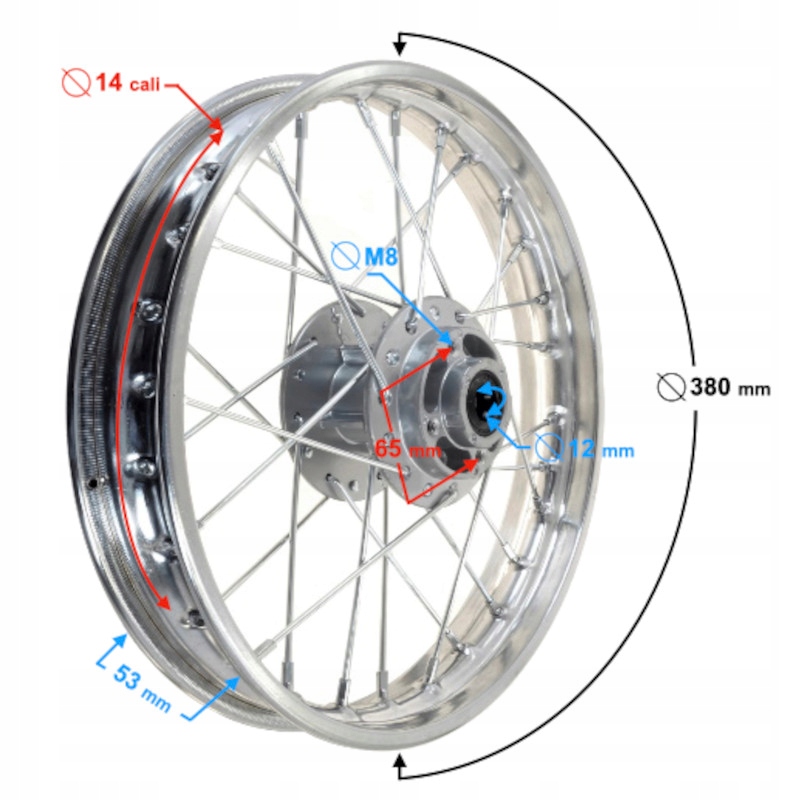 FELGA KOLO PRZOD 1 40x14 CALI CROSS 110 125 Producent code FELJOY041