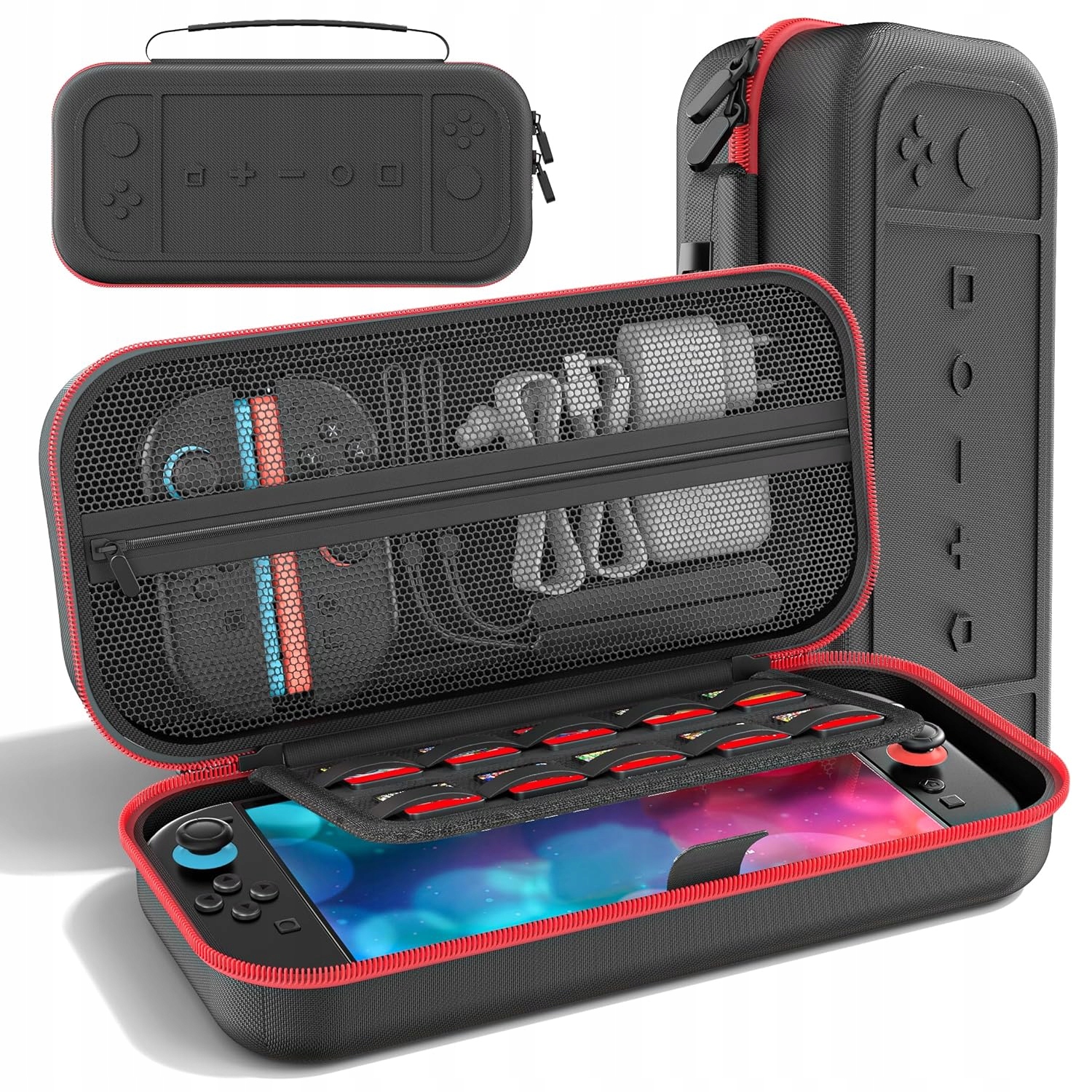Etui Nintendo Switch 2 OLED Case Futerał Pokrowiec Ochronne 10Gier Czerwone