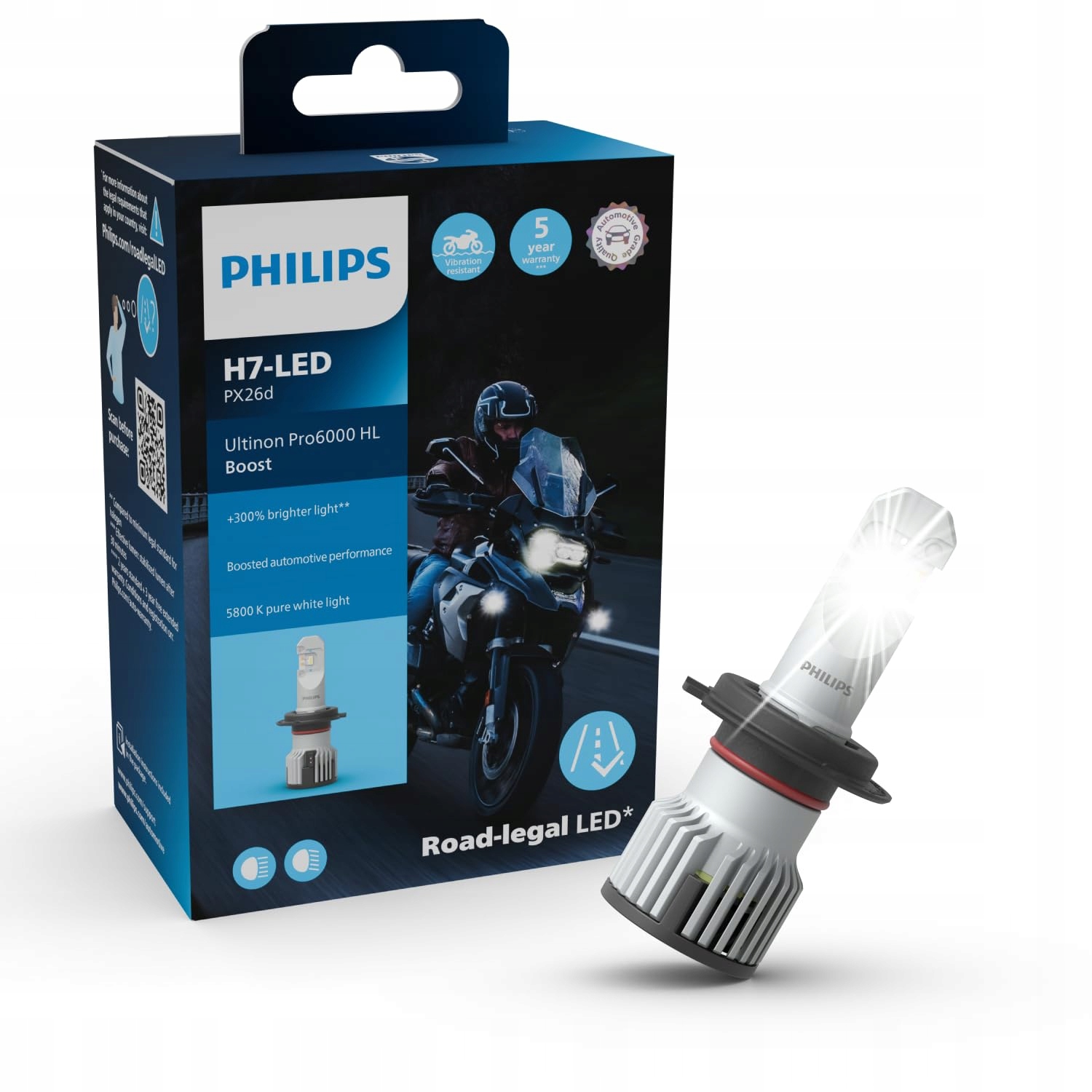 Philips Ultinon Pro6000 Boost H7 Led 12V 20W Canbus Moto 1 ks Motocykel
