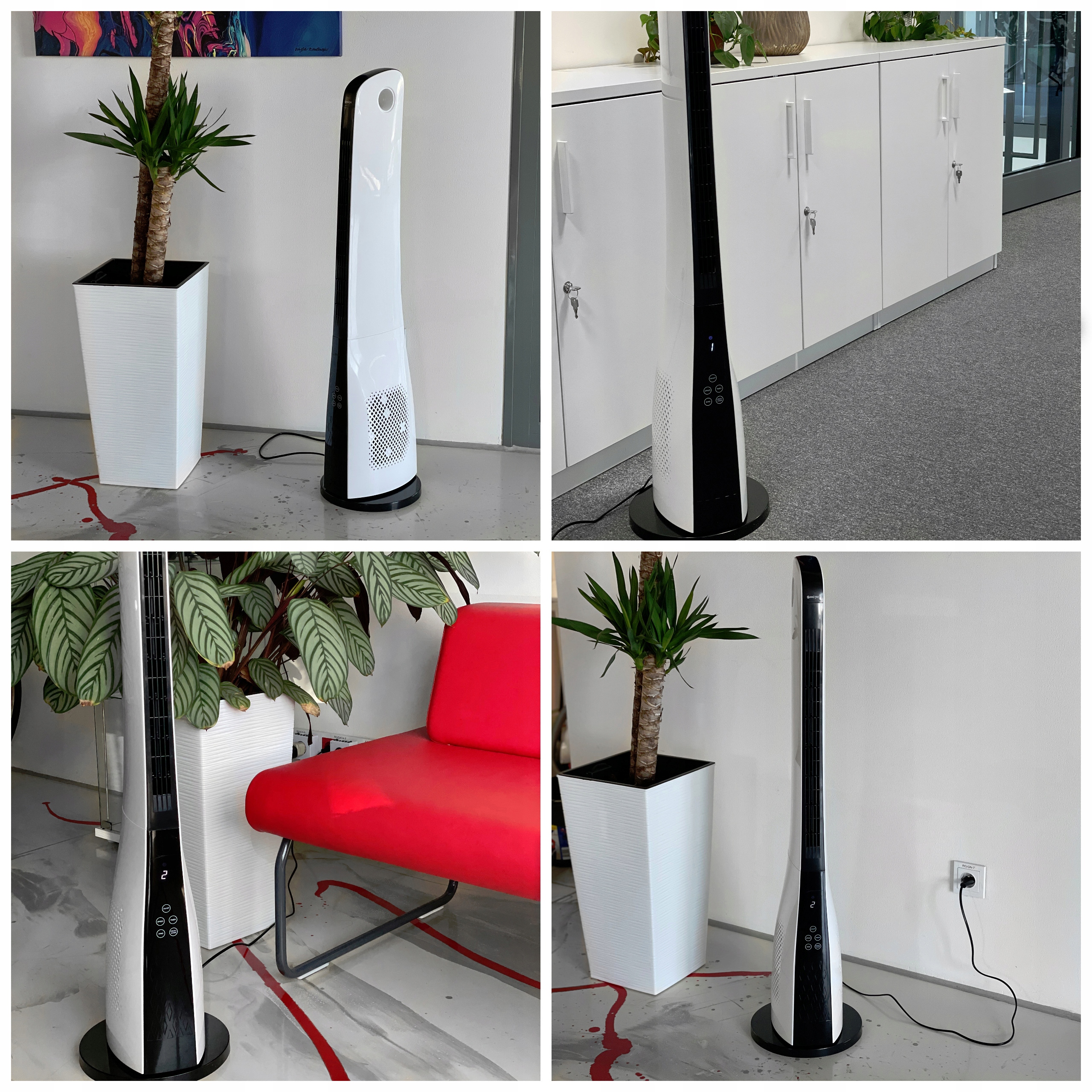 WENTYLATOR STOJĄCY WIATRAK KOLUMNOWY PODŁOGOWY TIMER OSCYLACJA MOCNY Kolor dominujący biały