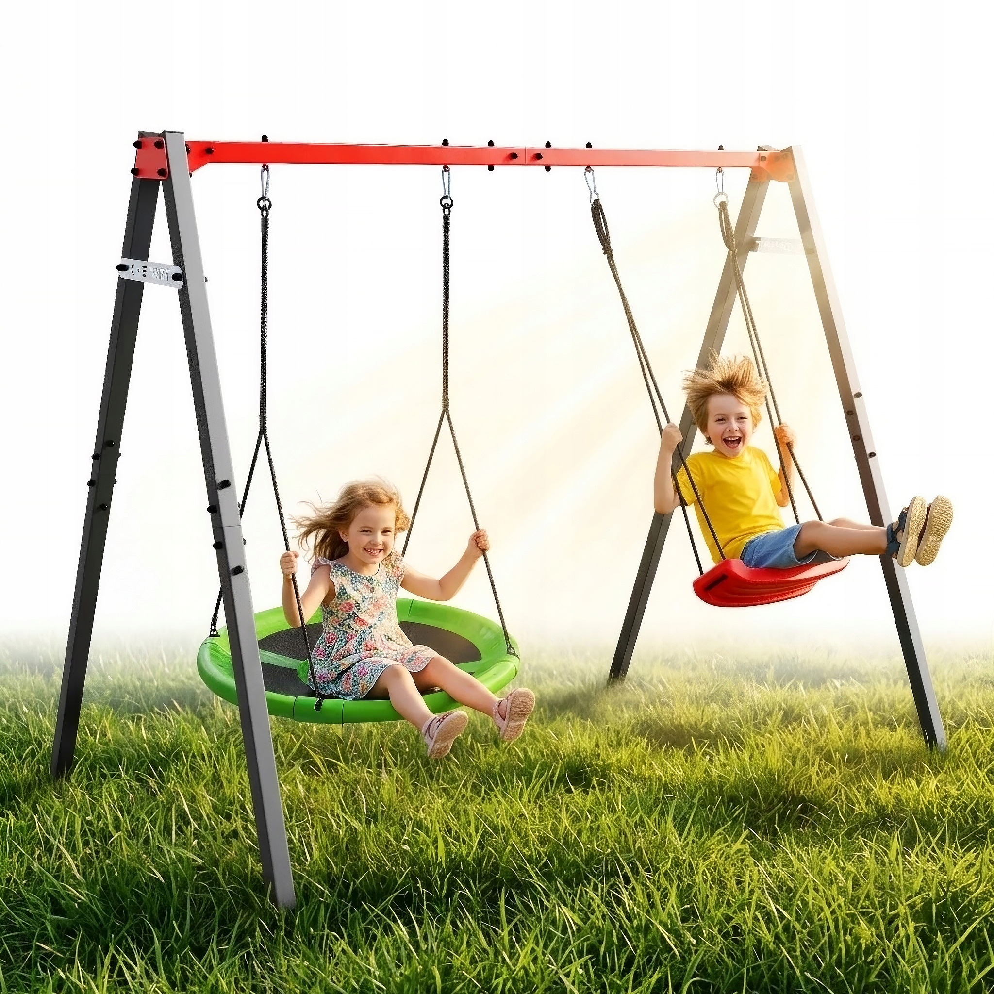 Zahradní Houpačka Pro Děti Kovová Čapí Hnízdo Dvojitá Konstrukce