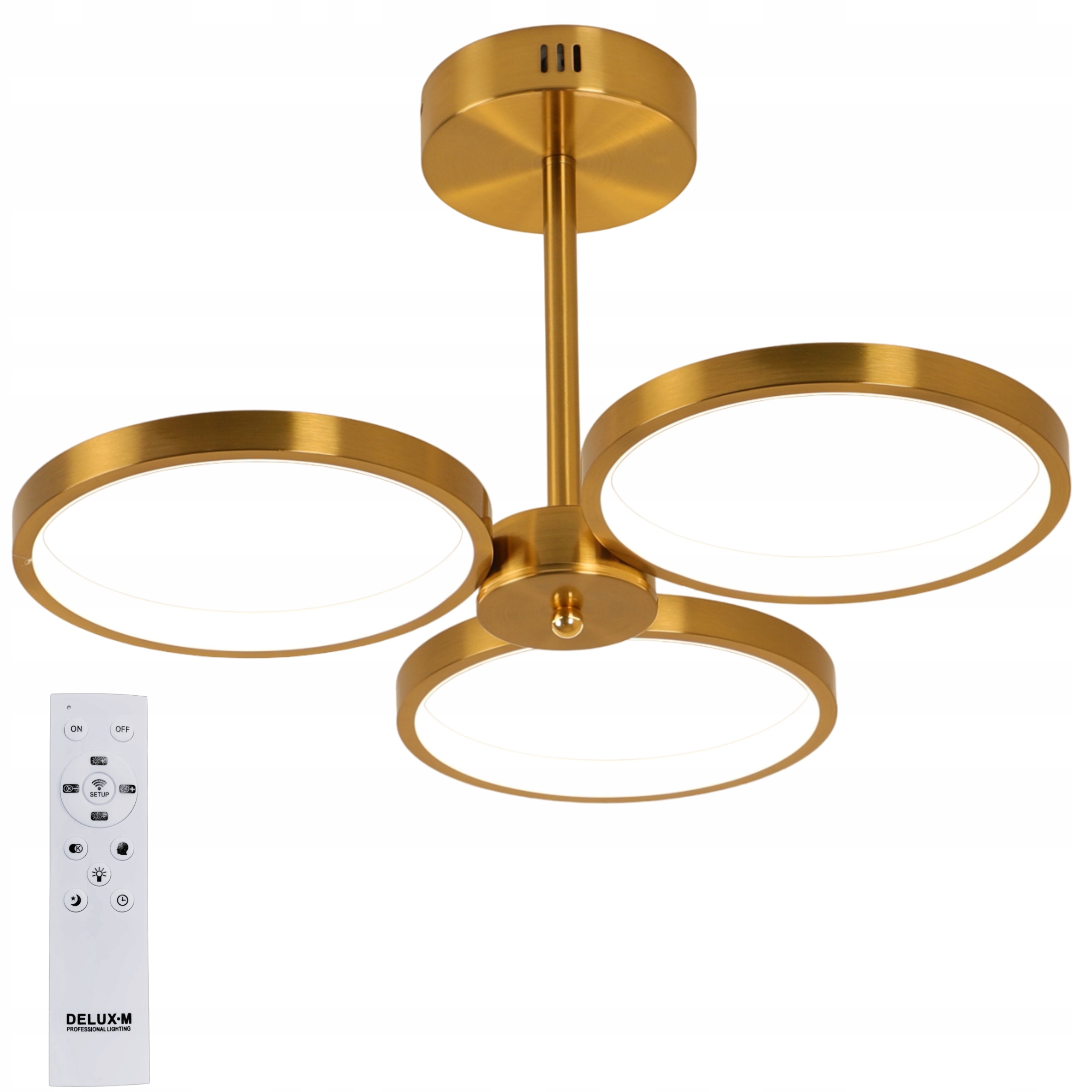 Lampa Stropná zlatá závesná Stropné Svietidlo Led Luster Diaľkový Ovládač 3 krúžky