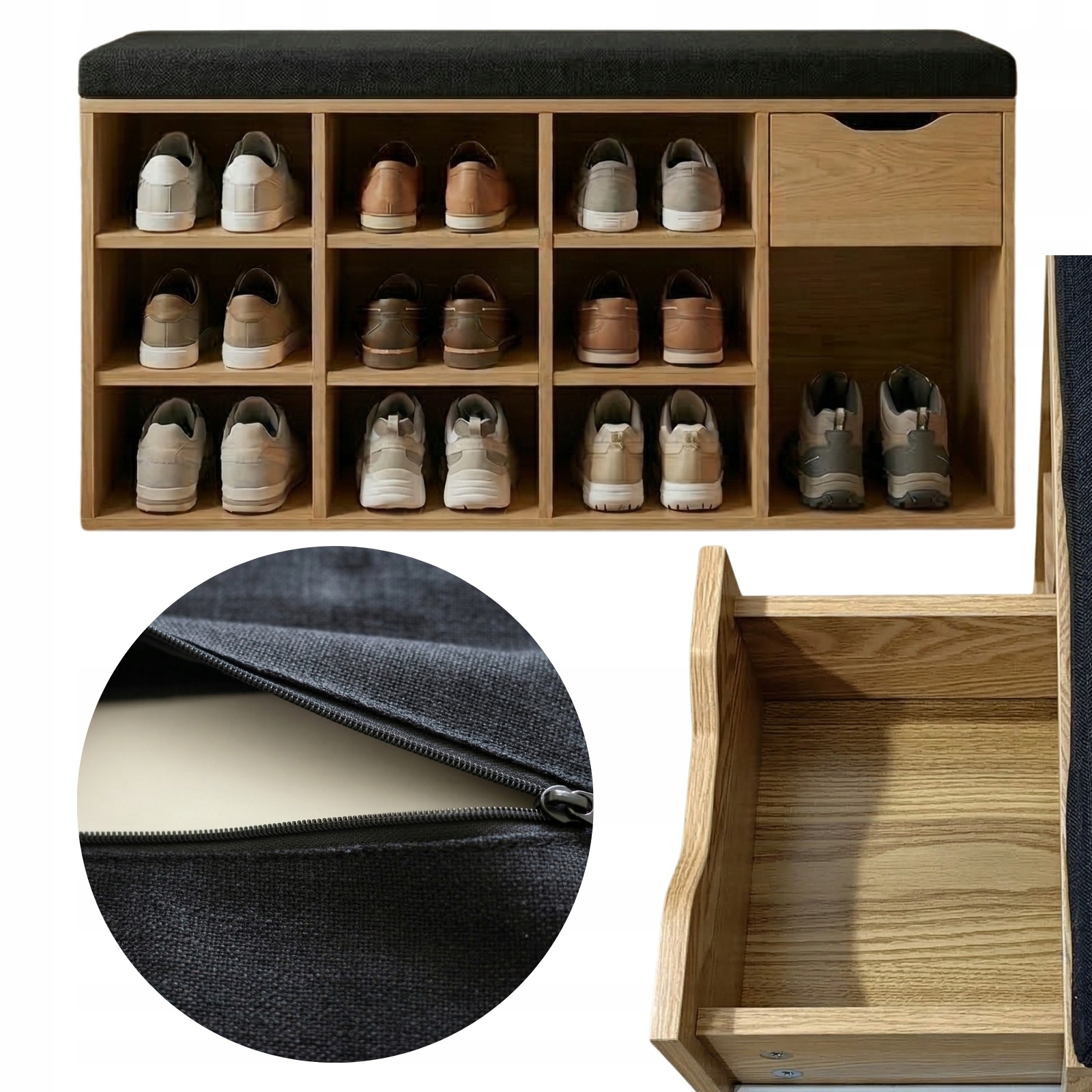 Botník s sedákem Kado, 104 x 50 x 30 cm, hnědá